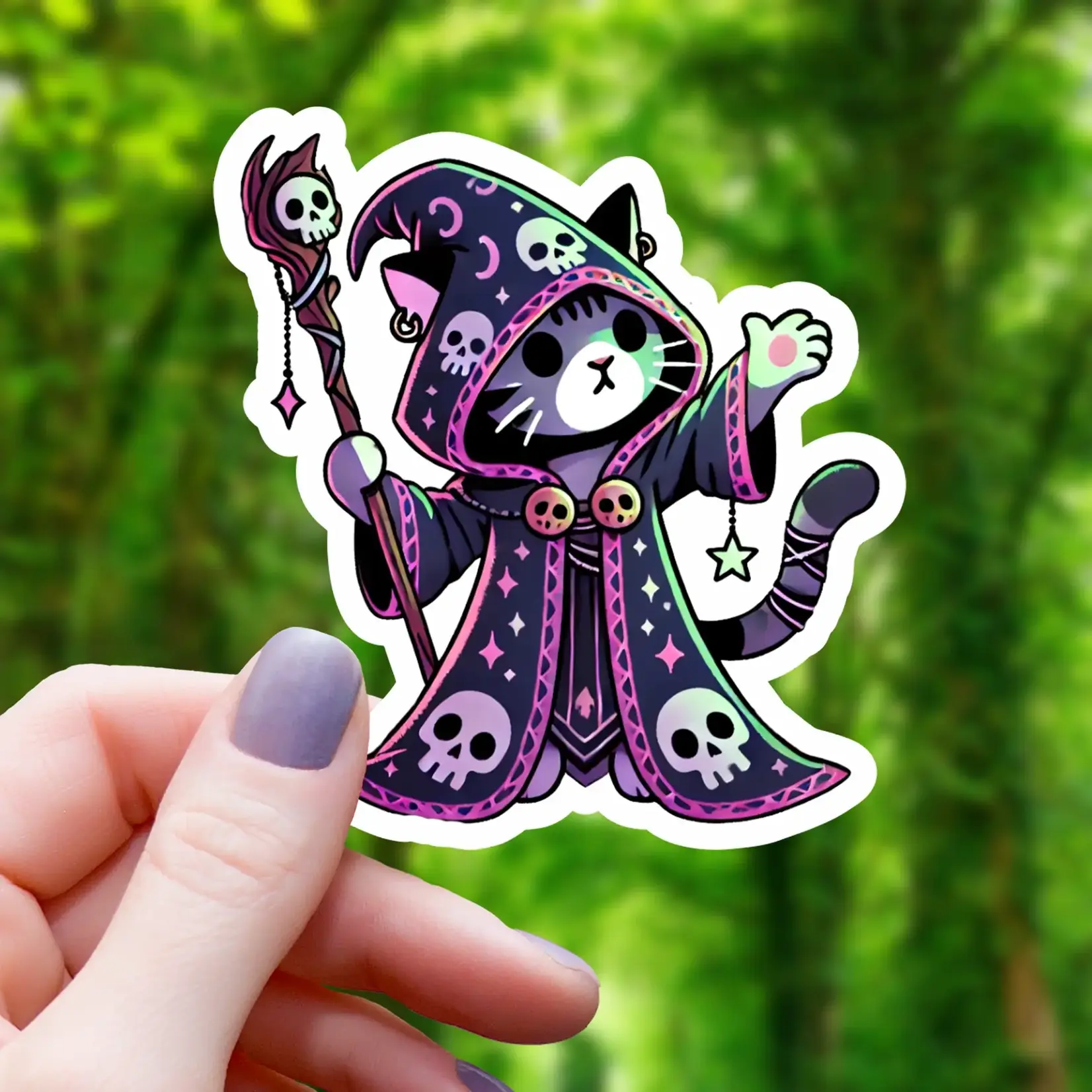Mimic Gaming Co Sticker: Pink Cat Necromancer - 3"