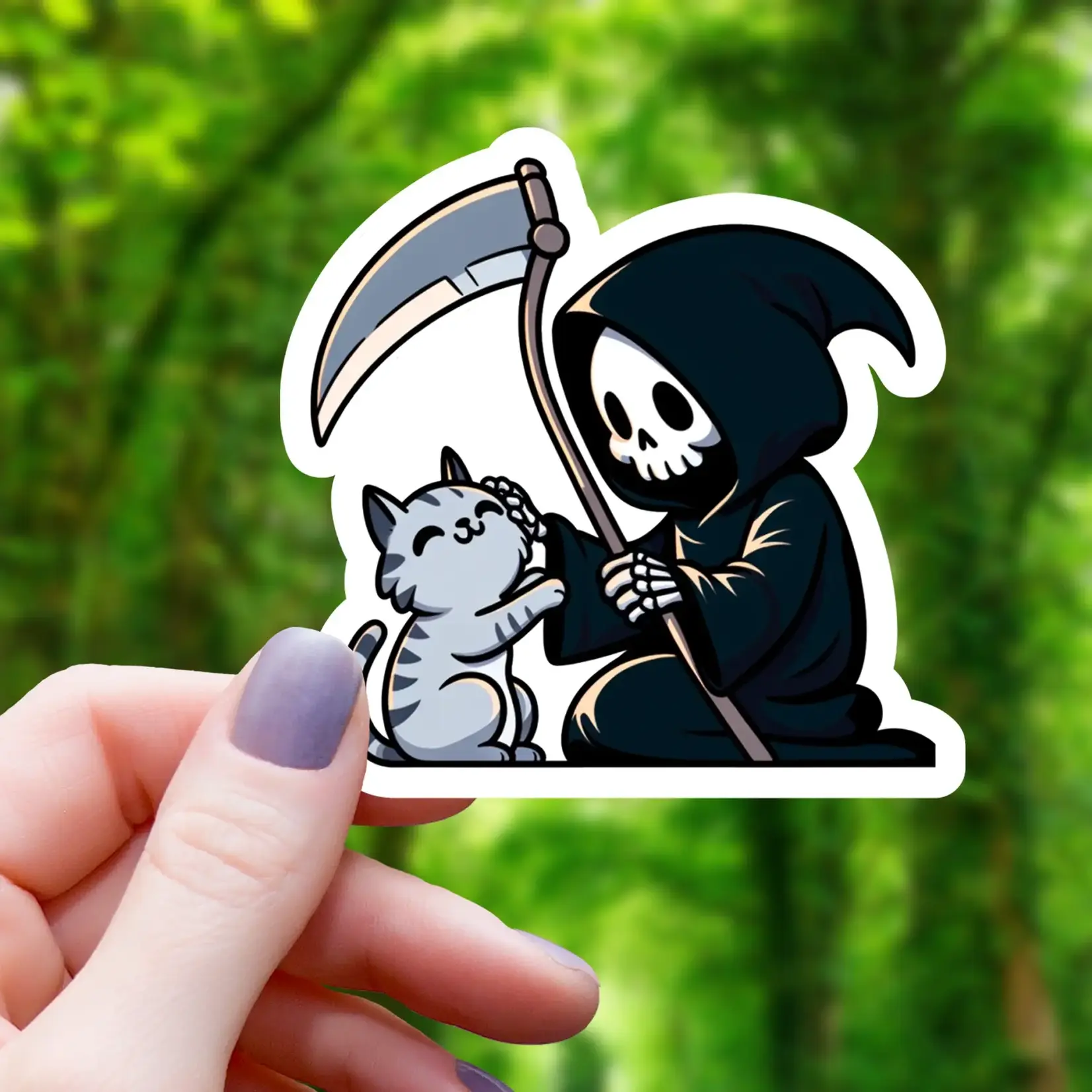 Mimic Gaming Co Sticker: Reaper Petting Cat - 3"
