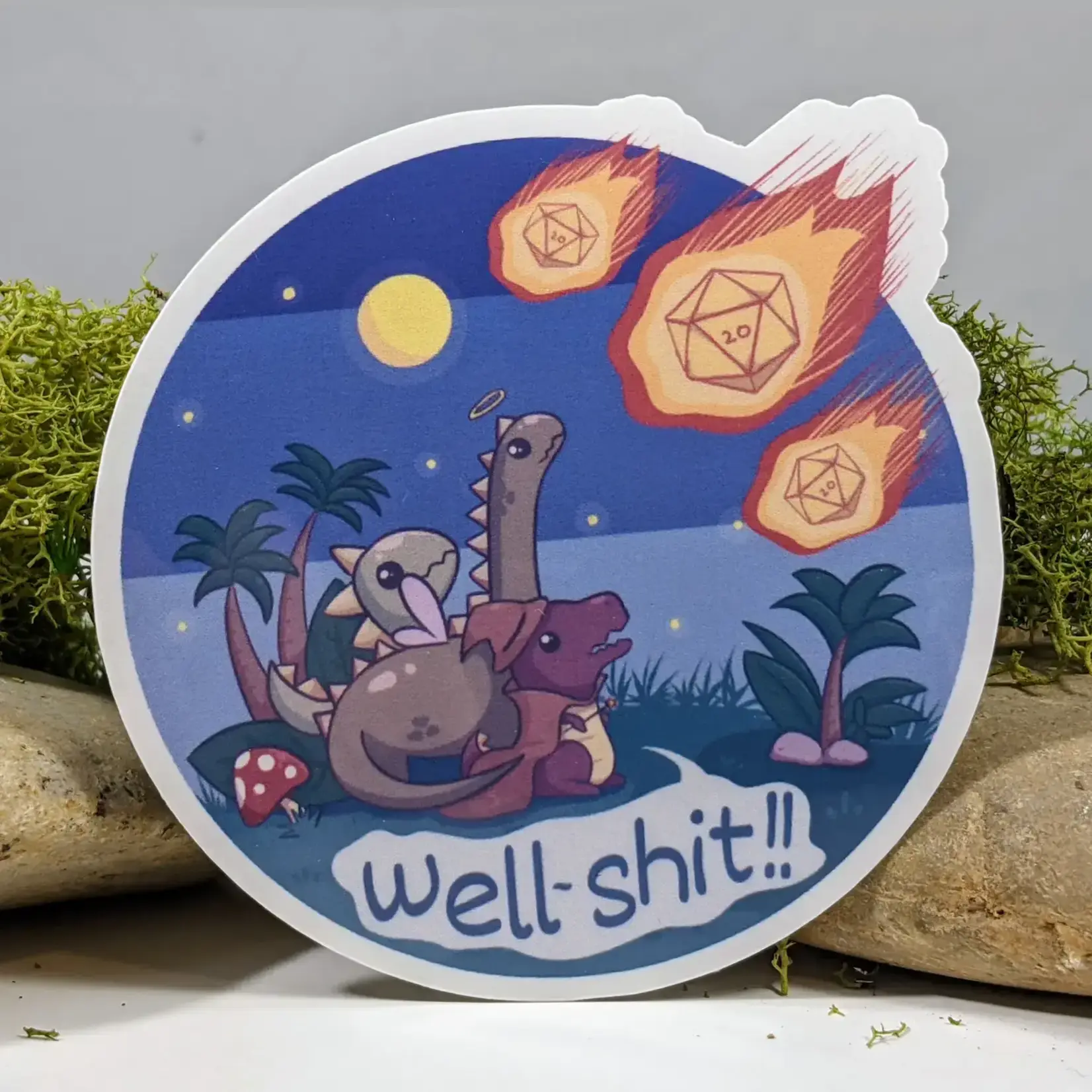 Mimic Gaming Co Sticker: Well Shit Round Meteor Tabletop Gaming - 2.5"