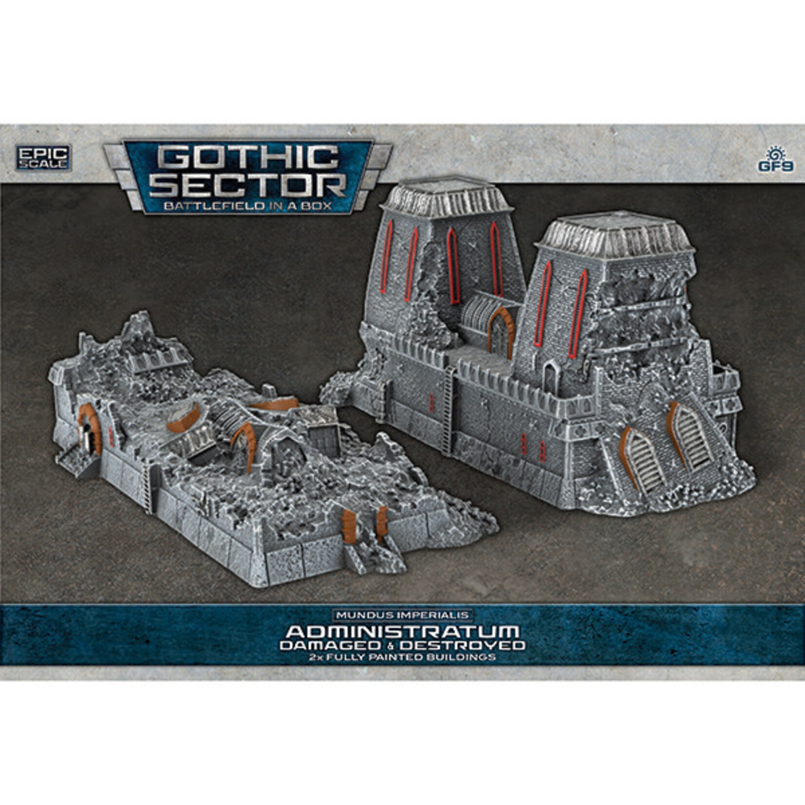 Mundus Imperialis- Administratum (Damaged & Destroyed x2) 6mm scale Battlefield in a Box