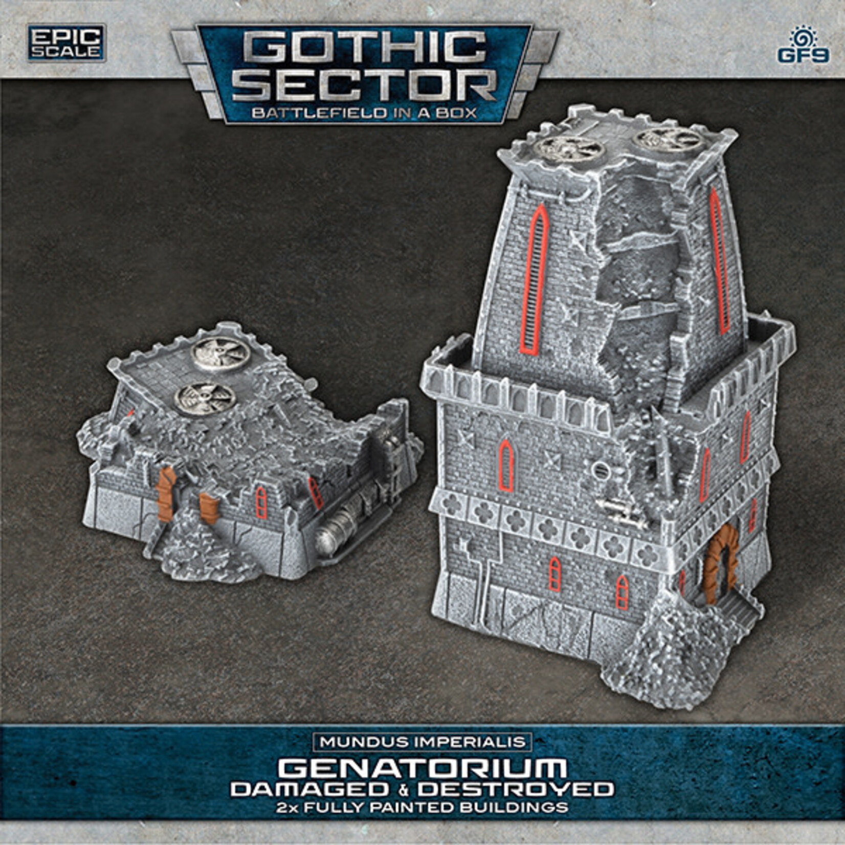 Mundus Imperialis- Genatorium (Damaged & Destroyed x2) 6mm scale Battlefield in a Box