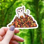 Mimic Gaming Co Sticker: Cat in Pile of Fall Leaves - 3"