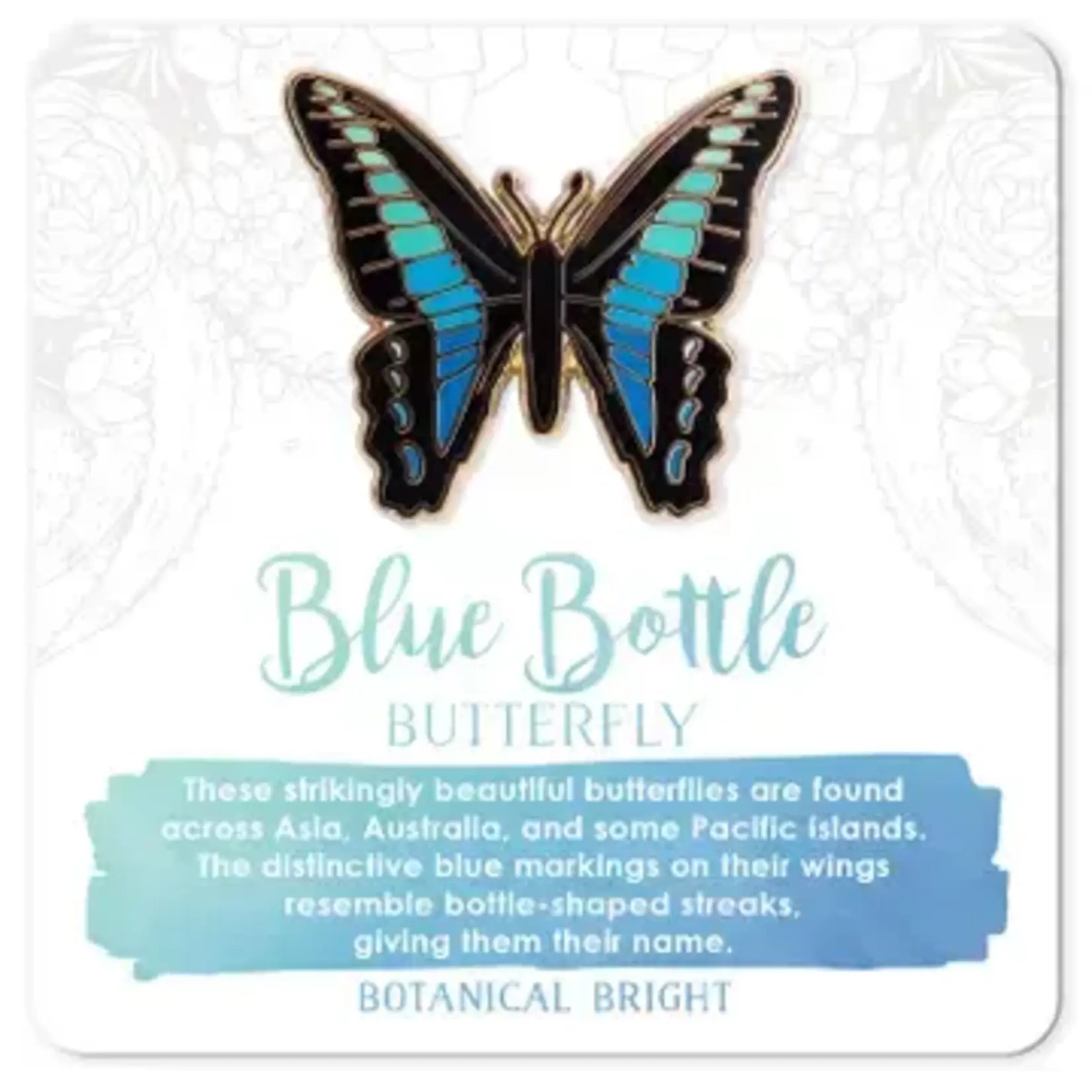 Botanical Bright Enamel Pin - Bluebottle Butterfly