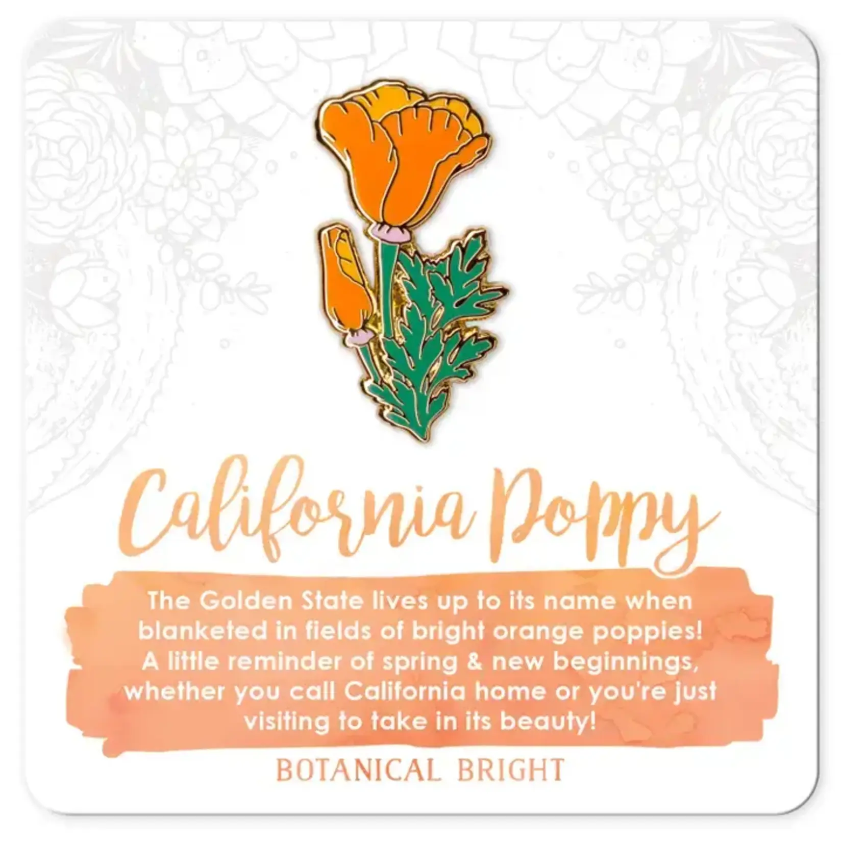 Botanical Bright Enamel Pin - California Poppy