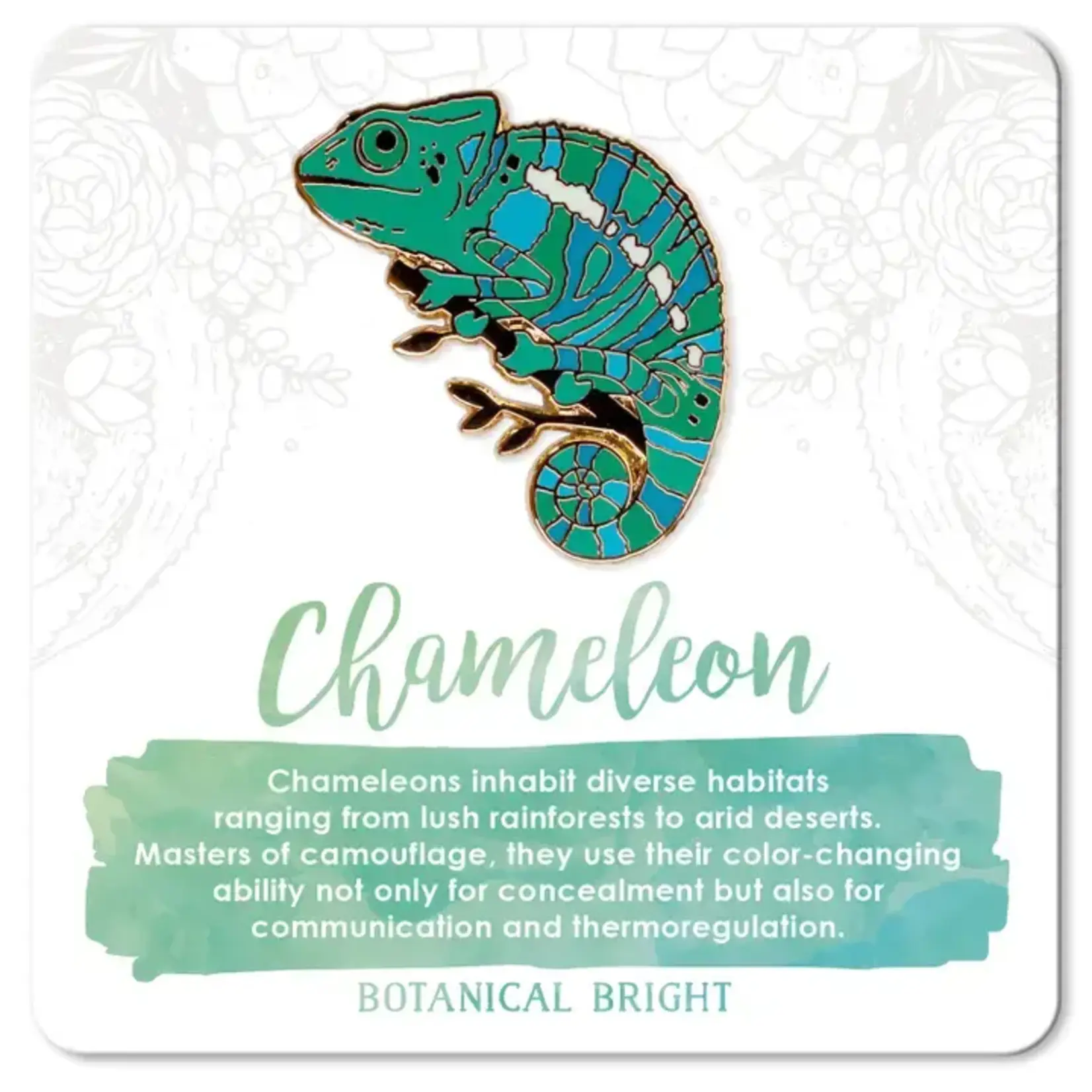 Botanical Bright Enamel Pin - Chameleon