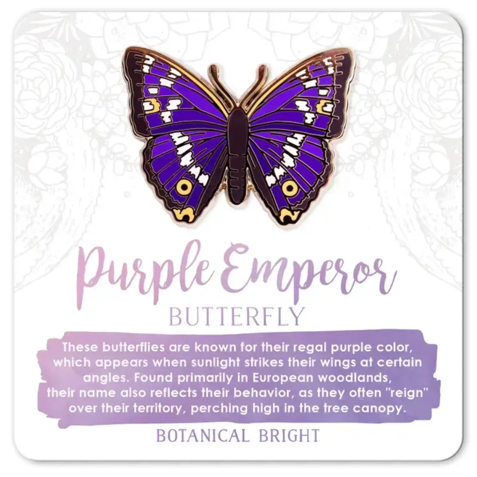 Botanical Bright Enamel Pin - Purple Emperor Butterfly