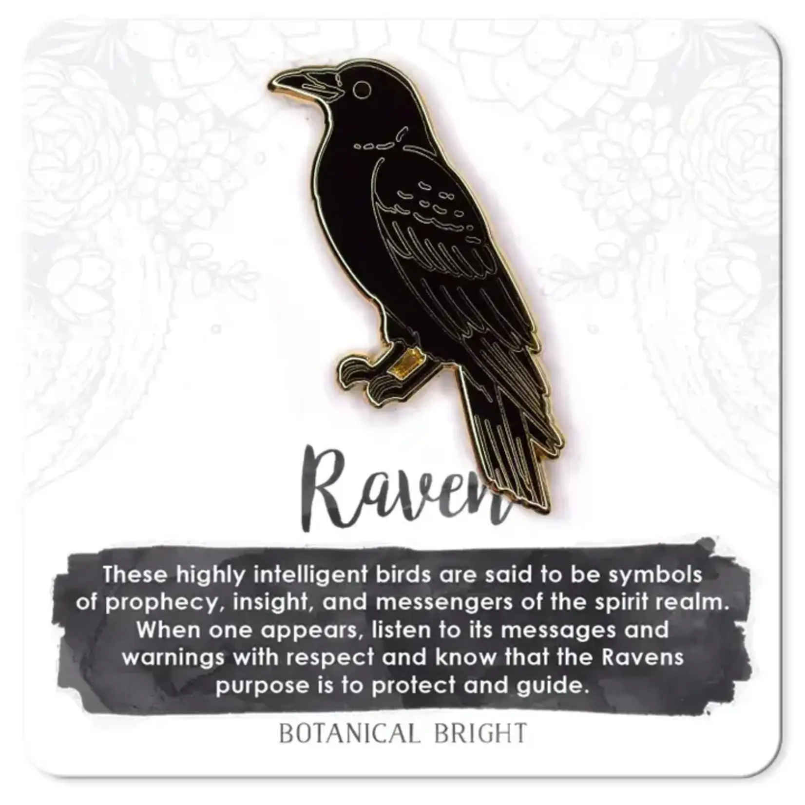 Botanical Bright Enamel Pin - Raven