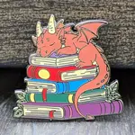 Mimic Gaming Co Enamel Pin - Dragon Sleeping on Top of Books