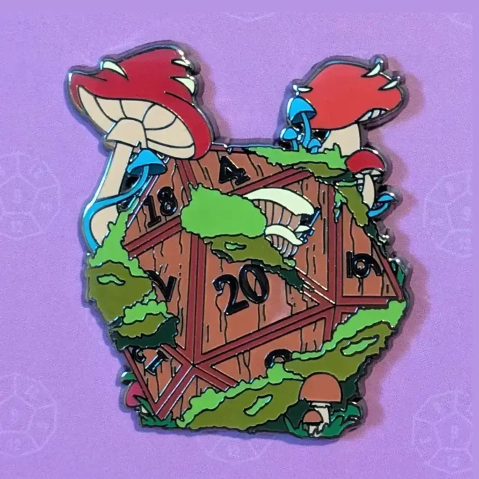Mimic Gaming Co Enamel Pin - Forest Mushroom D20