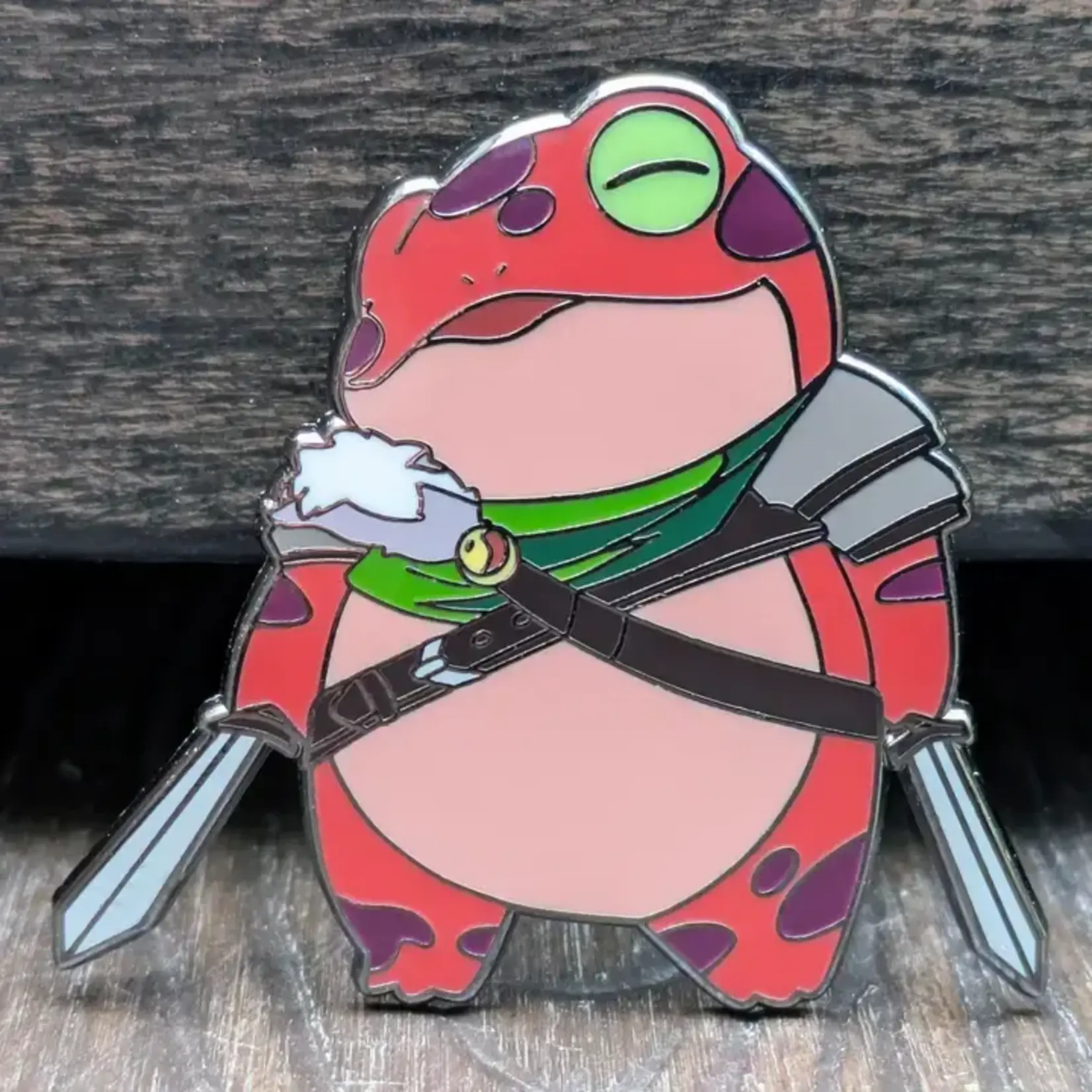 Mimic Gaming Co Enamel Pin - Fighter Frog TTRPG
