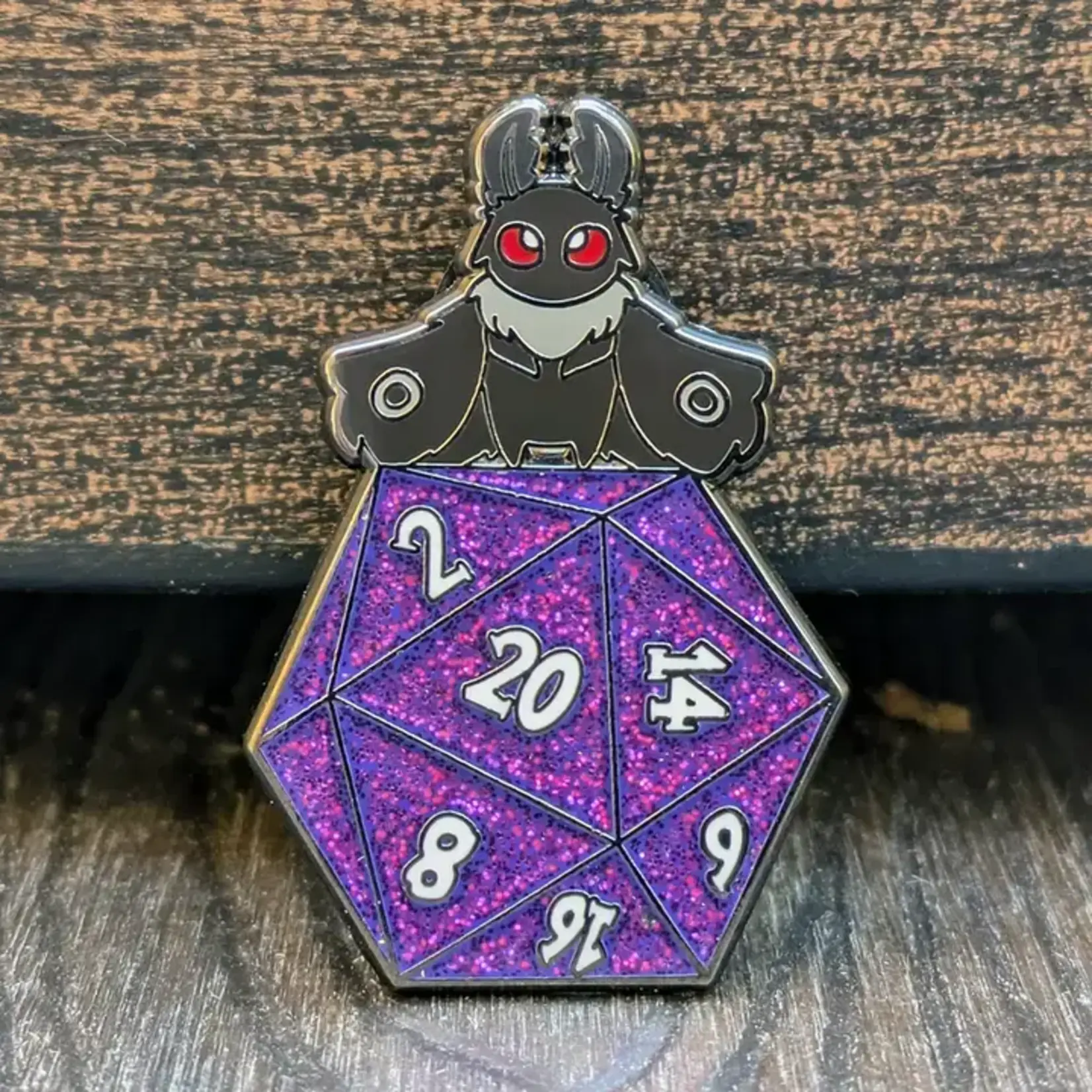 Mimic Gaming Co Enamel Pin - Mothman on Glitter D20