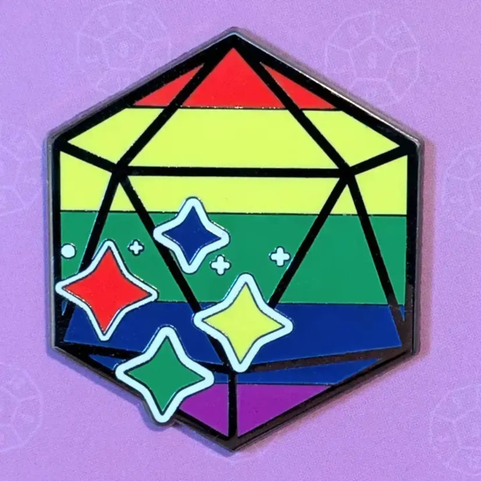 Mimic Gaming Co Enamel Pin - Pride Polyhedral D20
