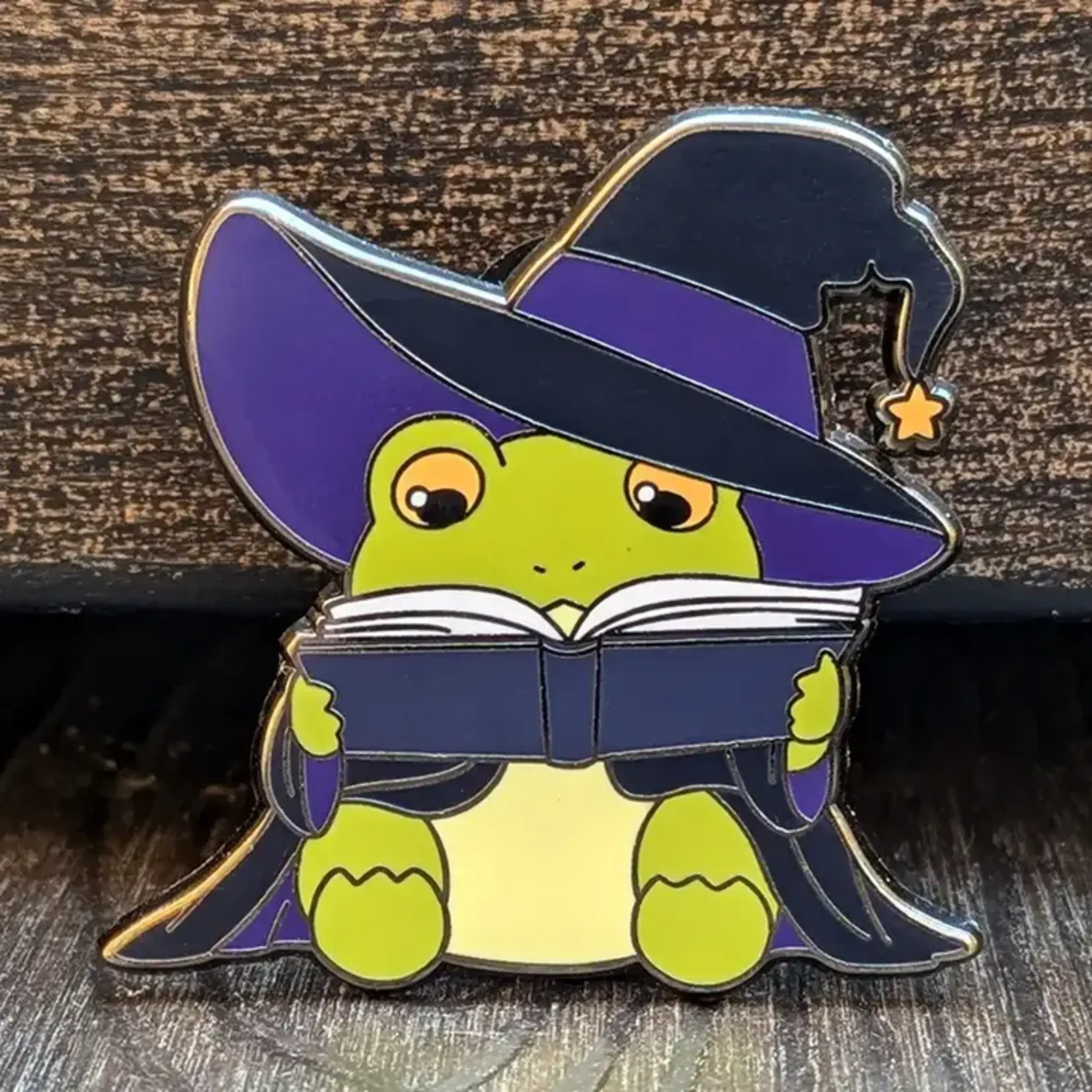 Mimic Gaming Co Enamel Pin - Wizard Frog Reading Book