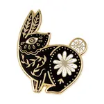 These Are Things Enamel Pin - Floral Folk Art Rabbit