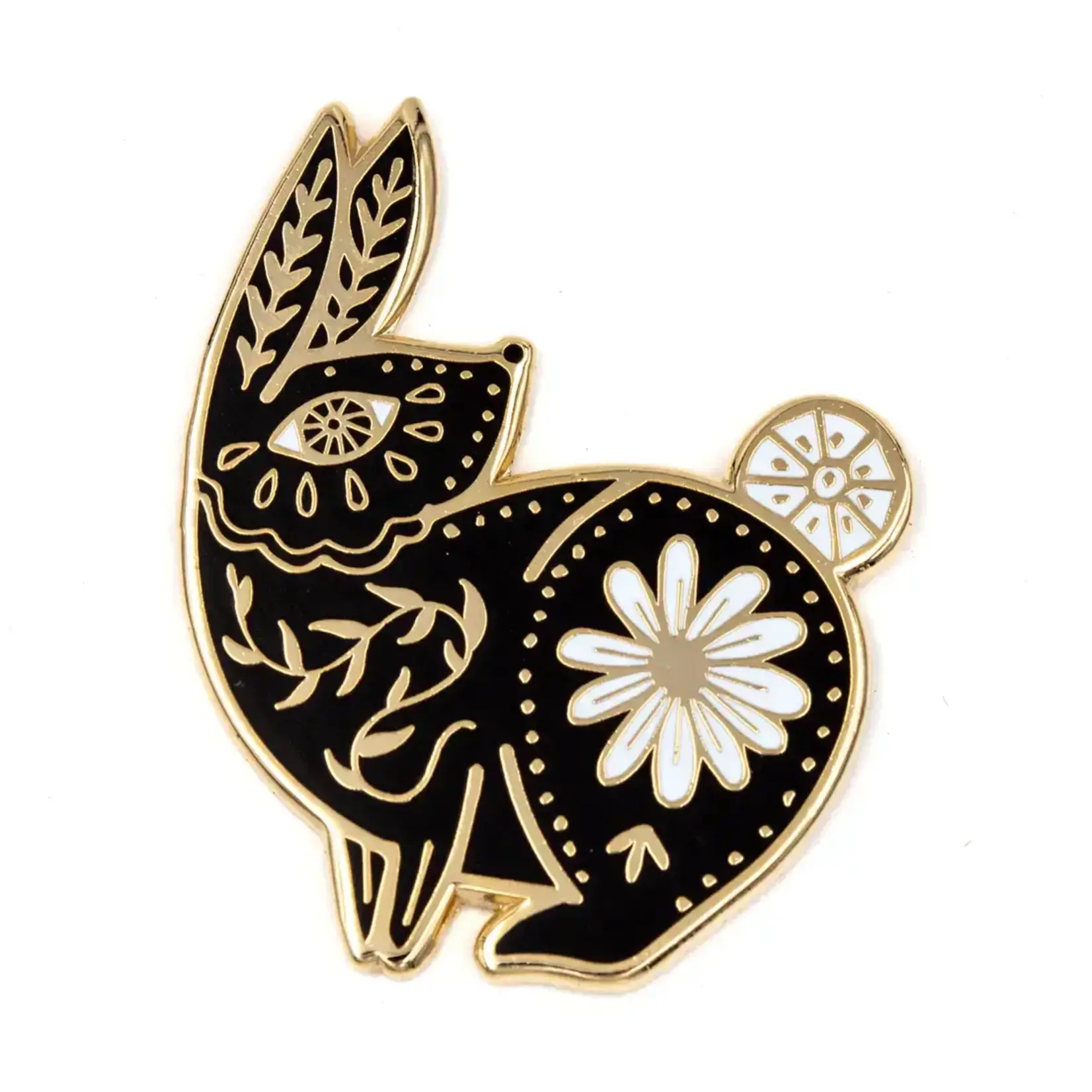 These Are Things Enamel Pin - Floral Folk Art Rabbit