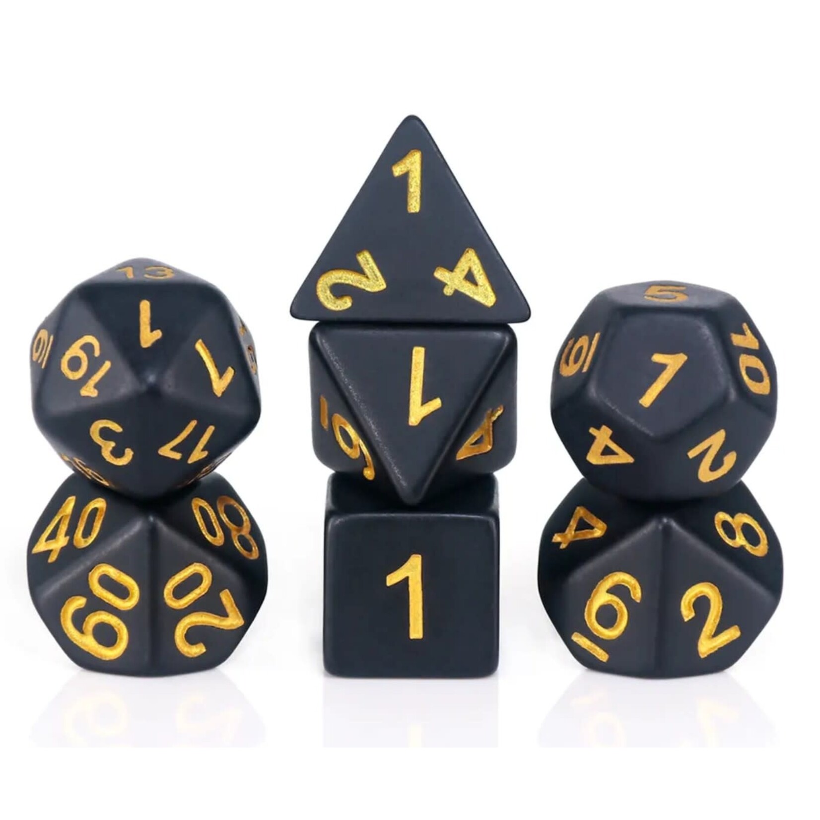 HD Frosted Matte Dice: Black | 7 Die Resin Polyhedral Set
