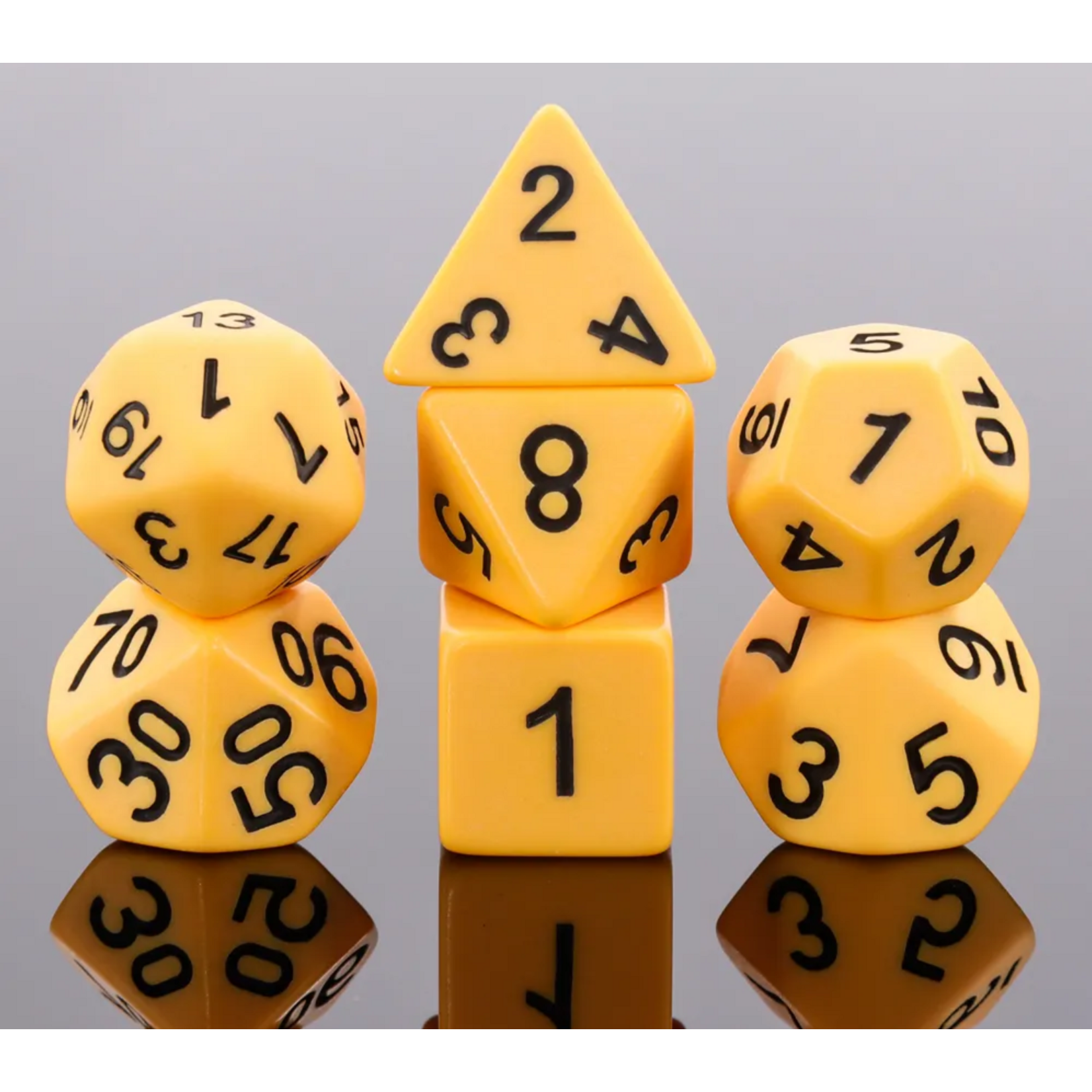 HD Frosted Matte Dice: Yellow | 7 Die Resin Polyhedral Set