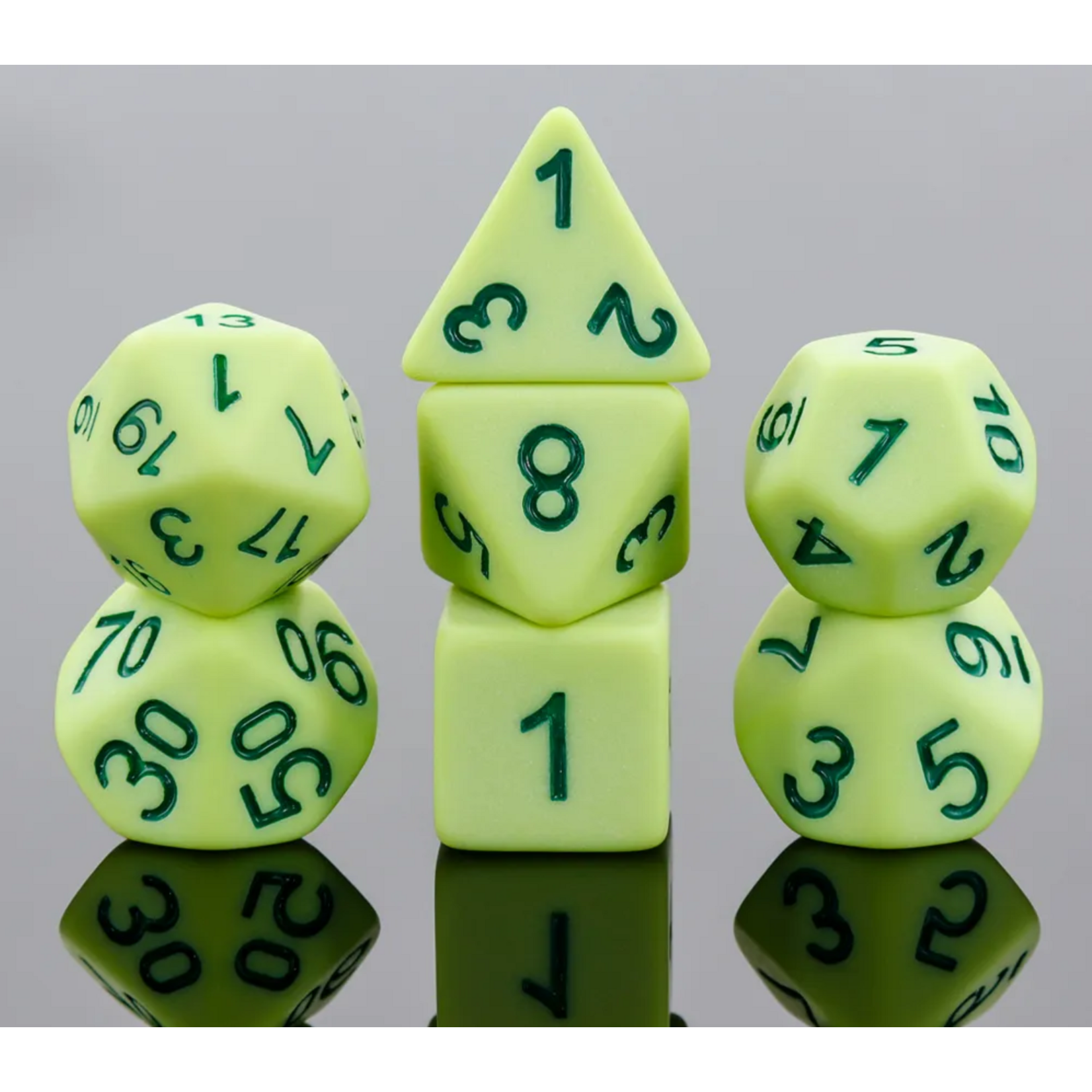 HD Frosted Matte Dice: Green | 7 Die Resin Polyhedral Set