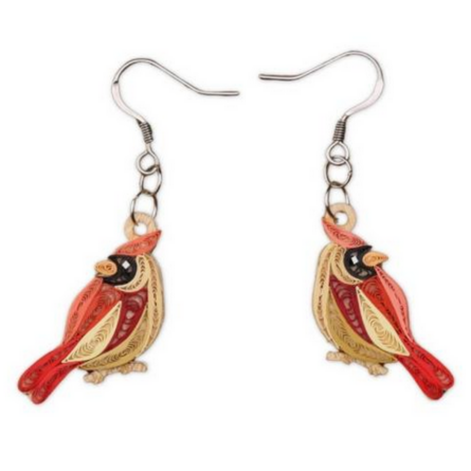 Poppin Cards & Gifts Earrings - Hand Quilled Female Quilled Cardinal