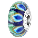 Elfbeads Peacock Bloom Charm - Artisan Glass