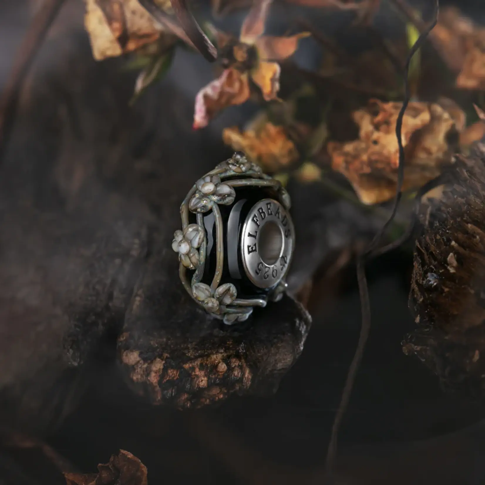 Elfbeads Wilted Beauty Flowertwig Charm - Artisan Glass