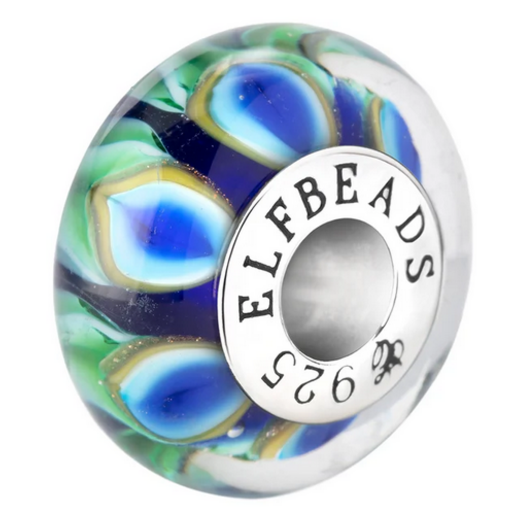 Elfbeads Peacock Bloom Charm - Artisan Glass