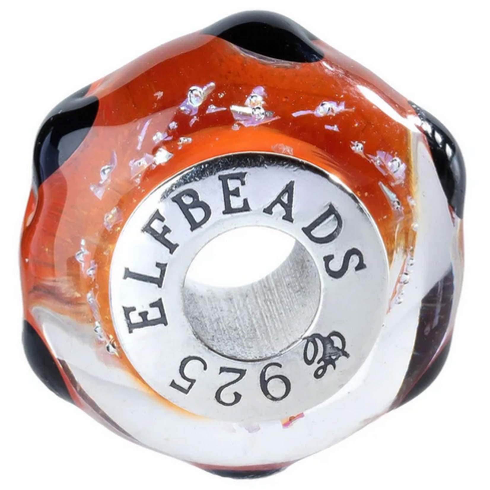 Elfbeads Betty Black Hearts Charm - Artisan Glass