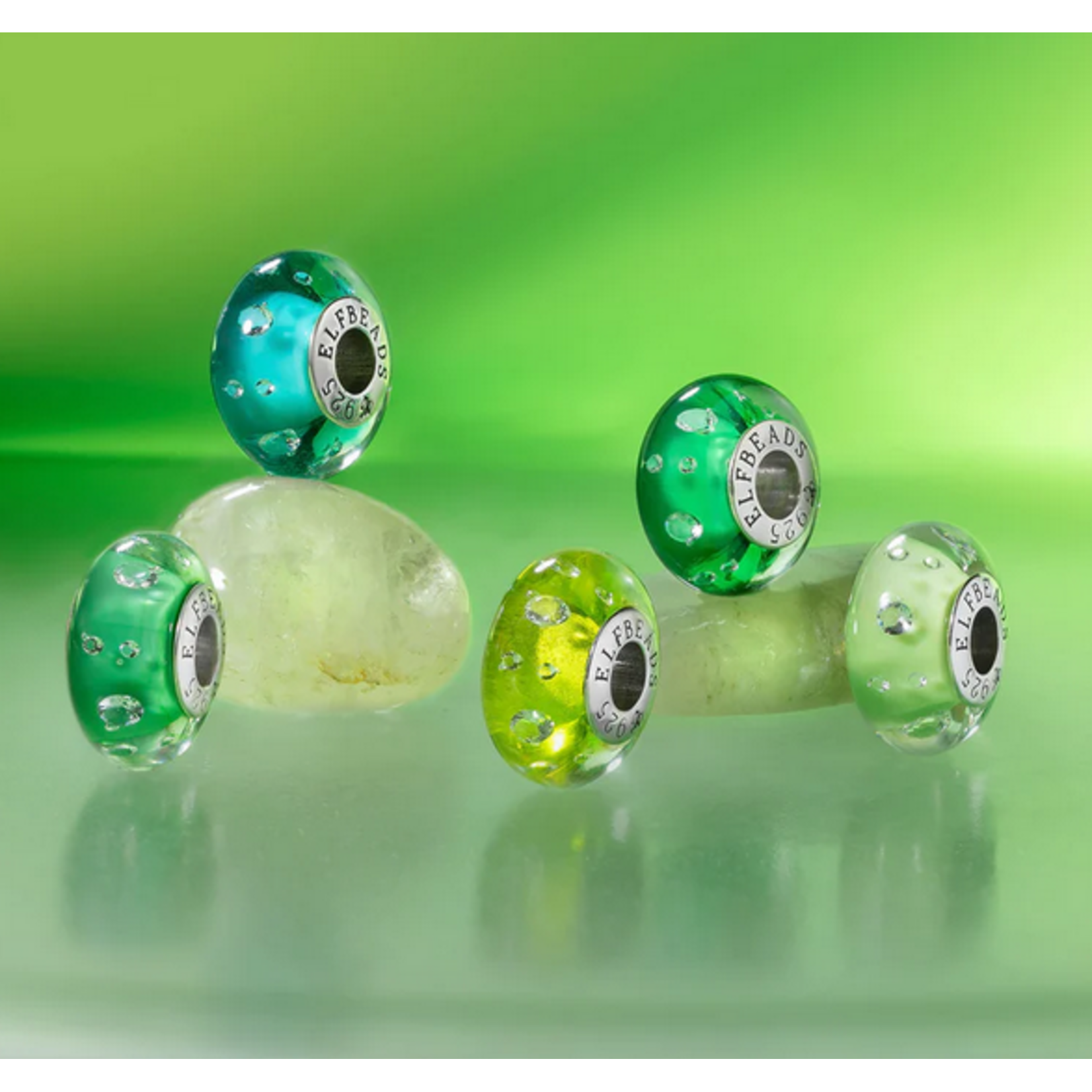 Elfbeads Cactus Green Monroe Charm - Artisan Glass