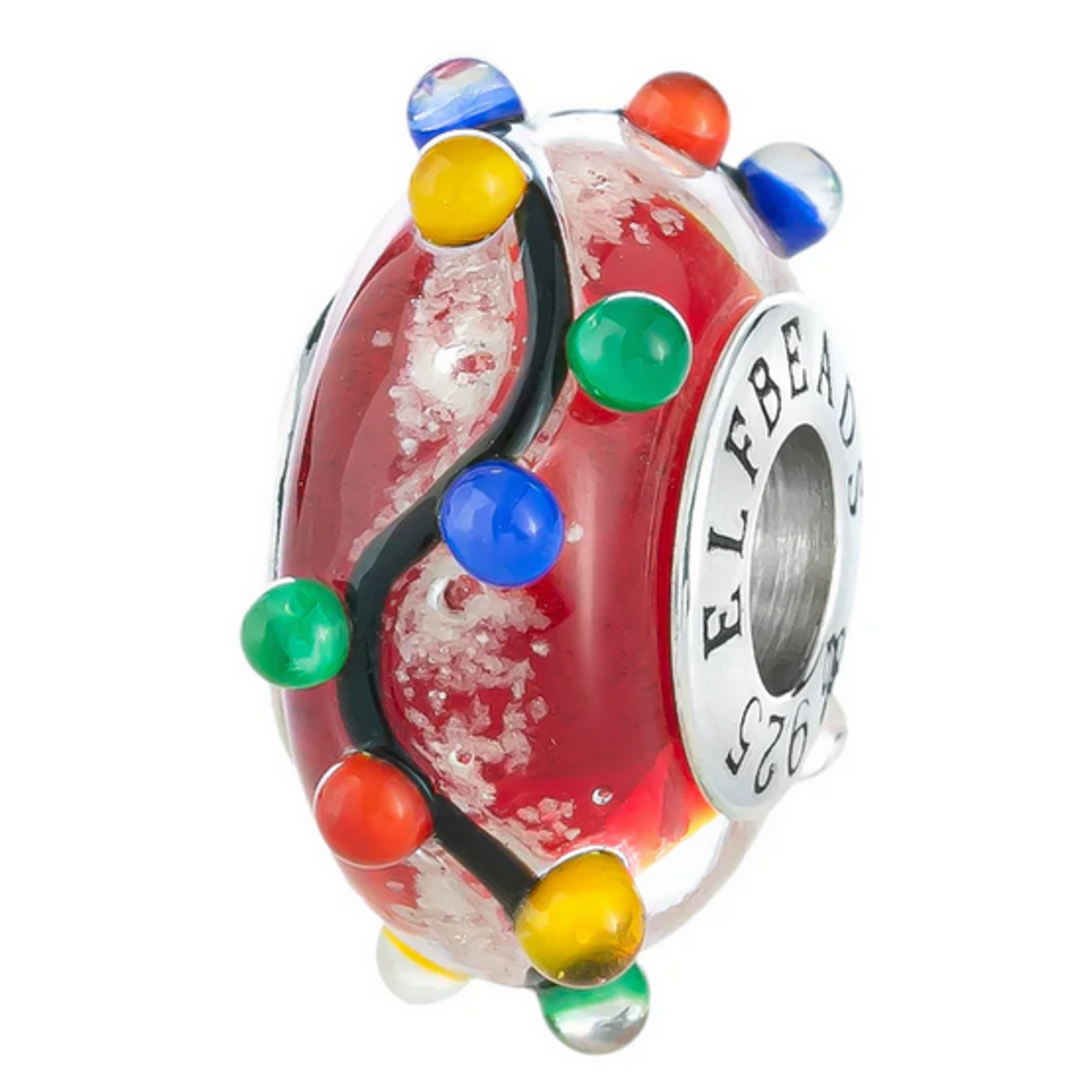 Elfbeads Christmas Lights Starlight Red Charm - Artisan Glass