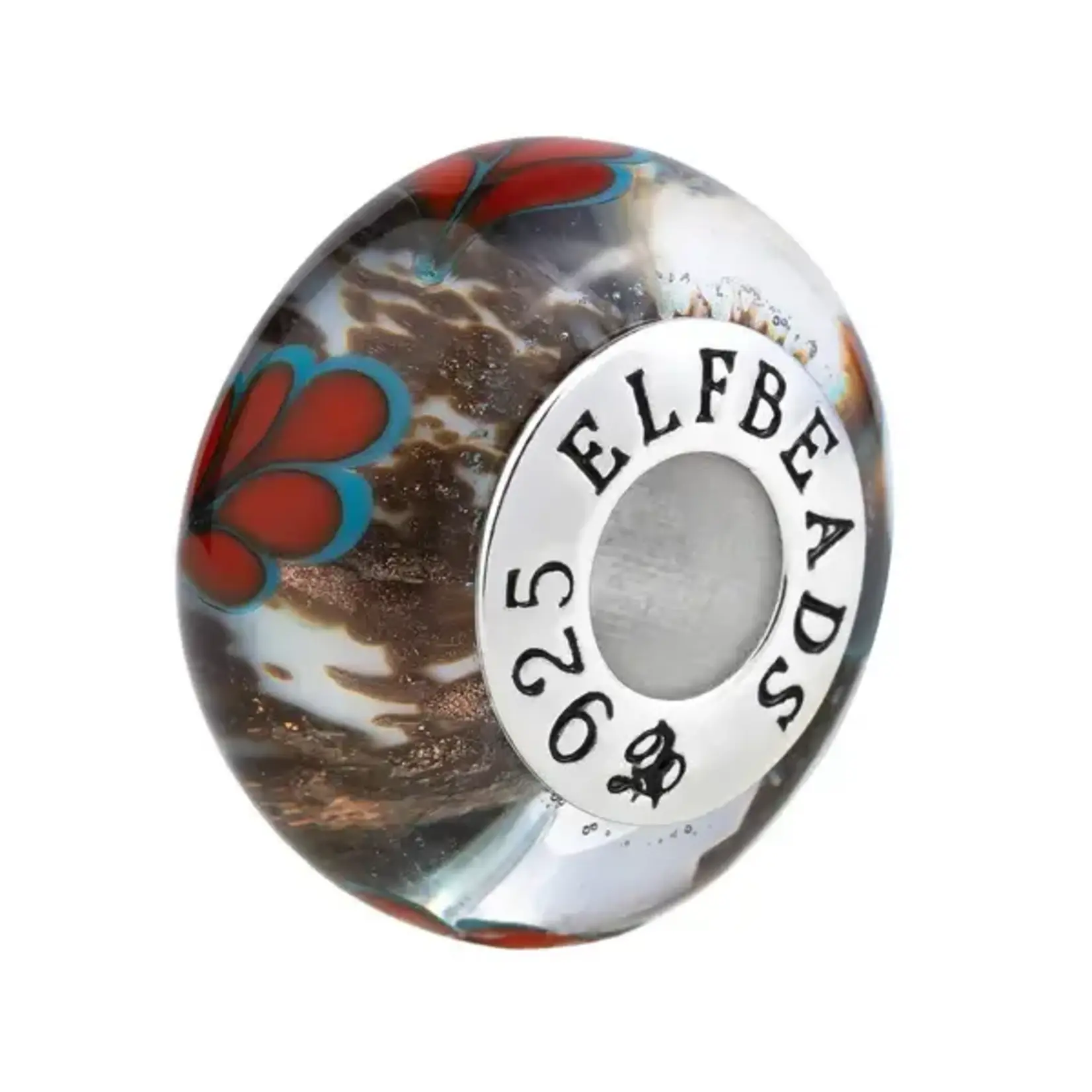 Elfbeads Feather Leaves Golden Forest Charm - Artisan Glass