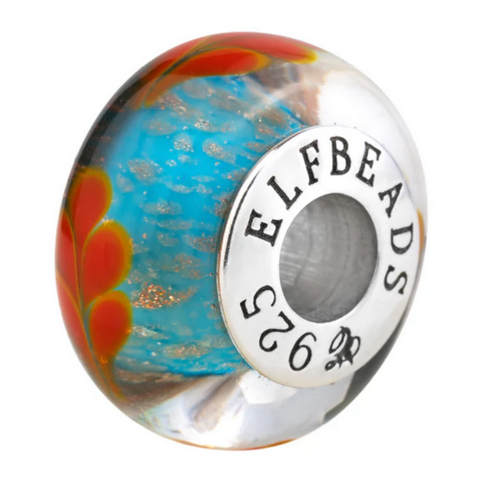 Elfbeads Fall Sky Leaves Golddust Charm - Artisan Glass