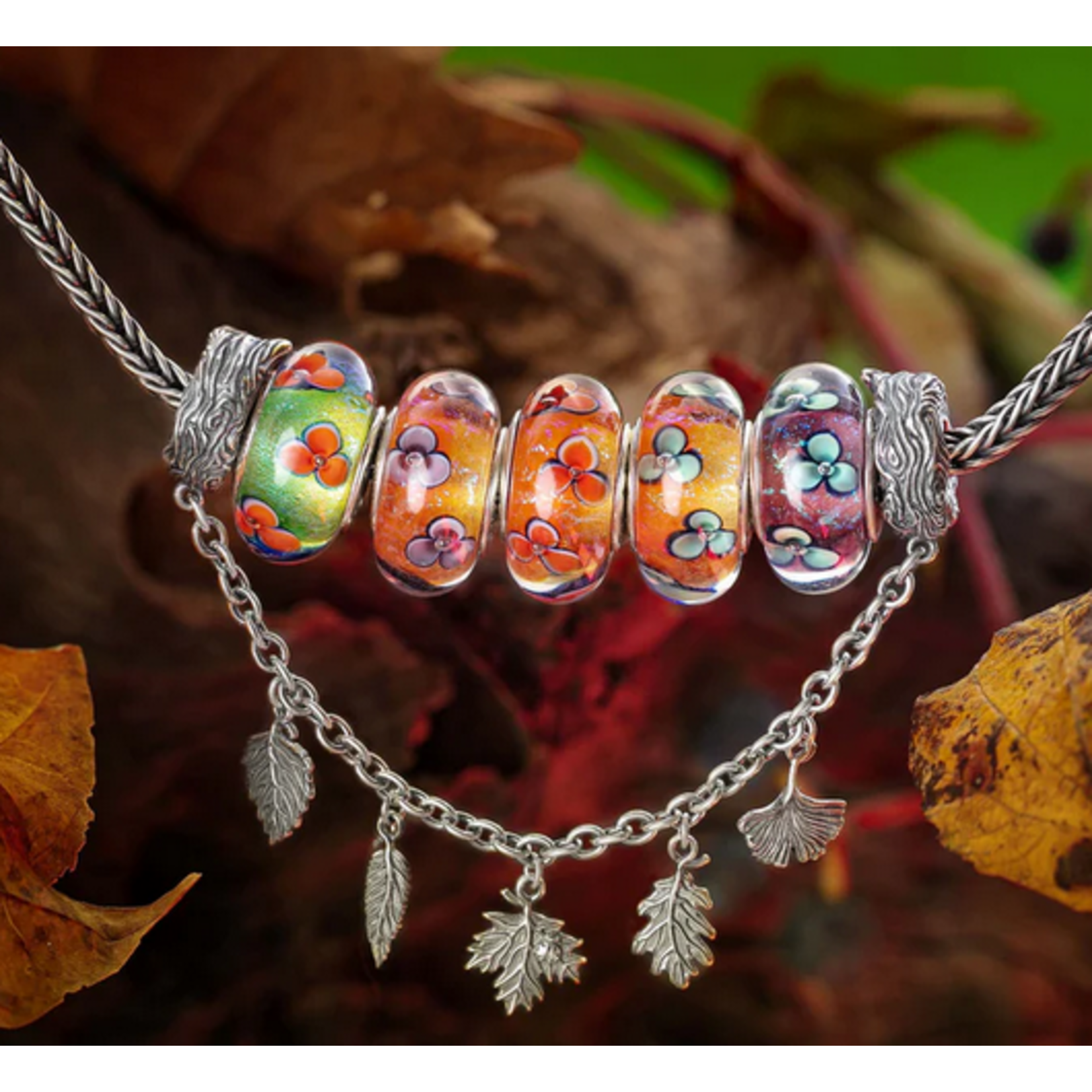 Elfbeads Fireside Petals Charm - Artisan Glass