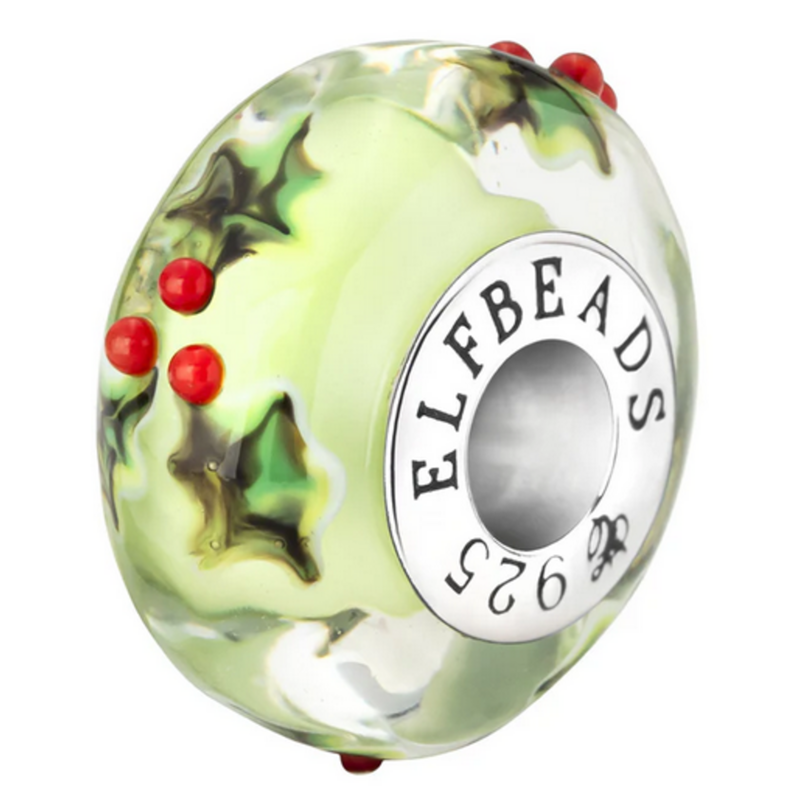 Elfbeads Frosted Mint Poinsettia Charm - Artisan Glass