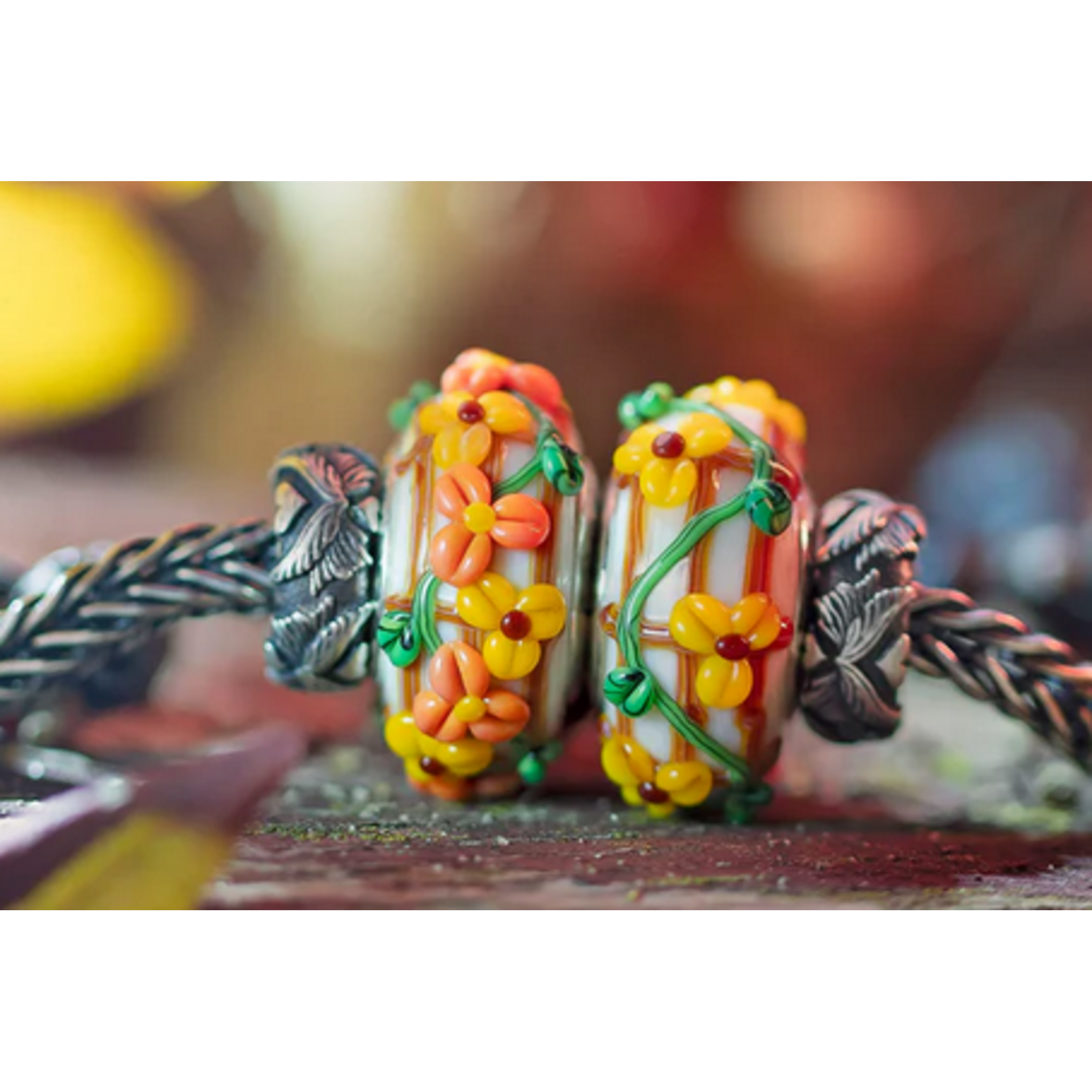 Elfbeads Golden Harvest Patch Charm - Artisan Glass