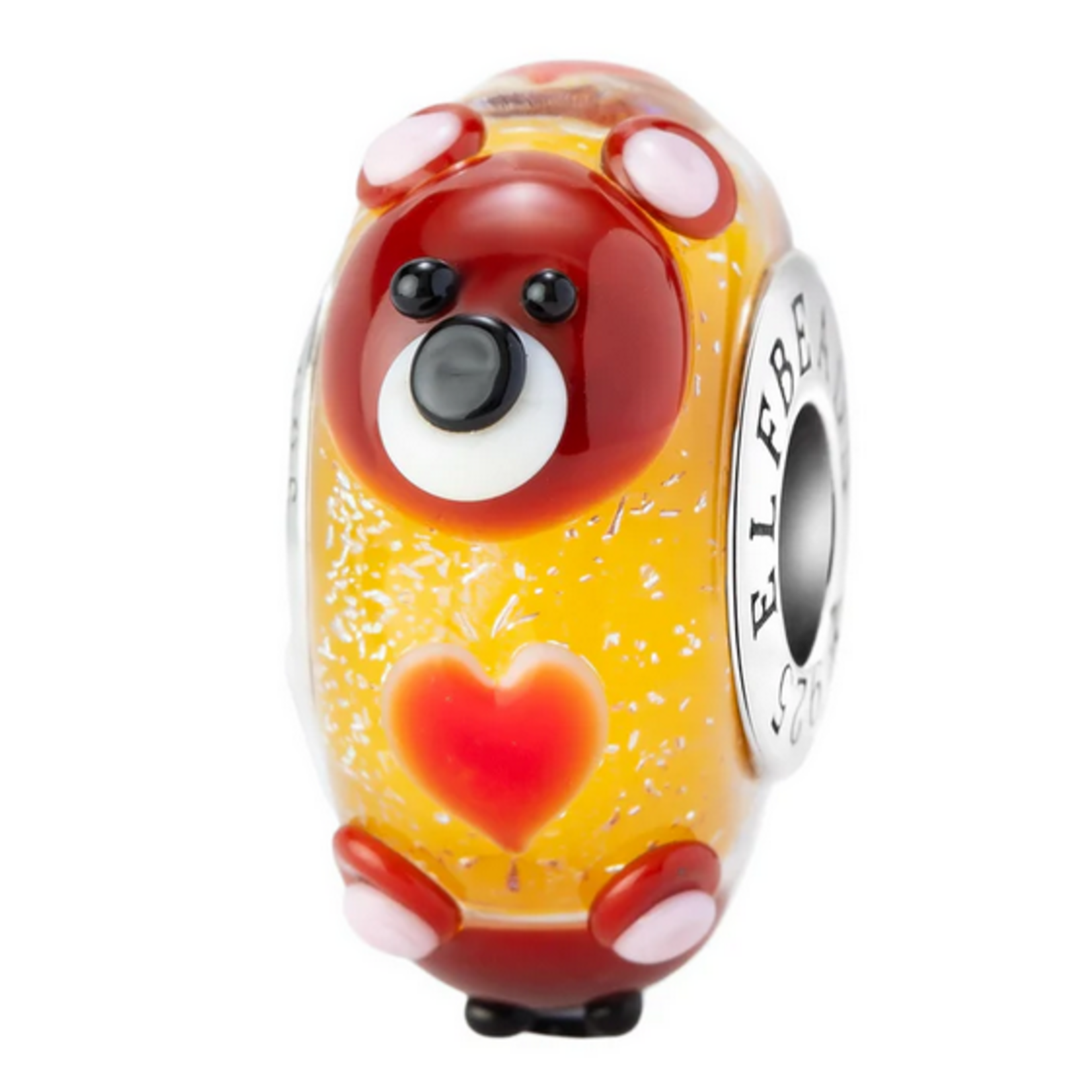 Elfbeads Honey Bear Hug Charm - Artisan Glass