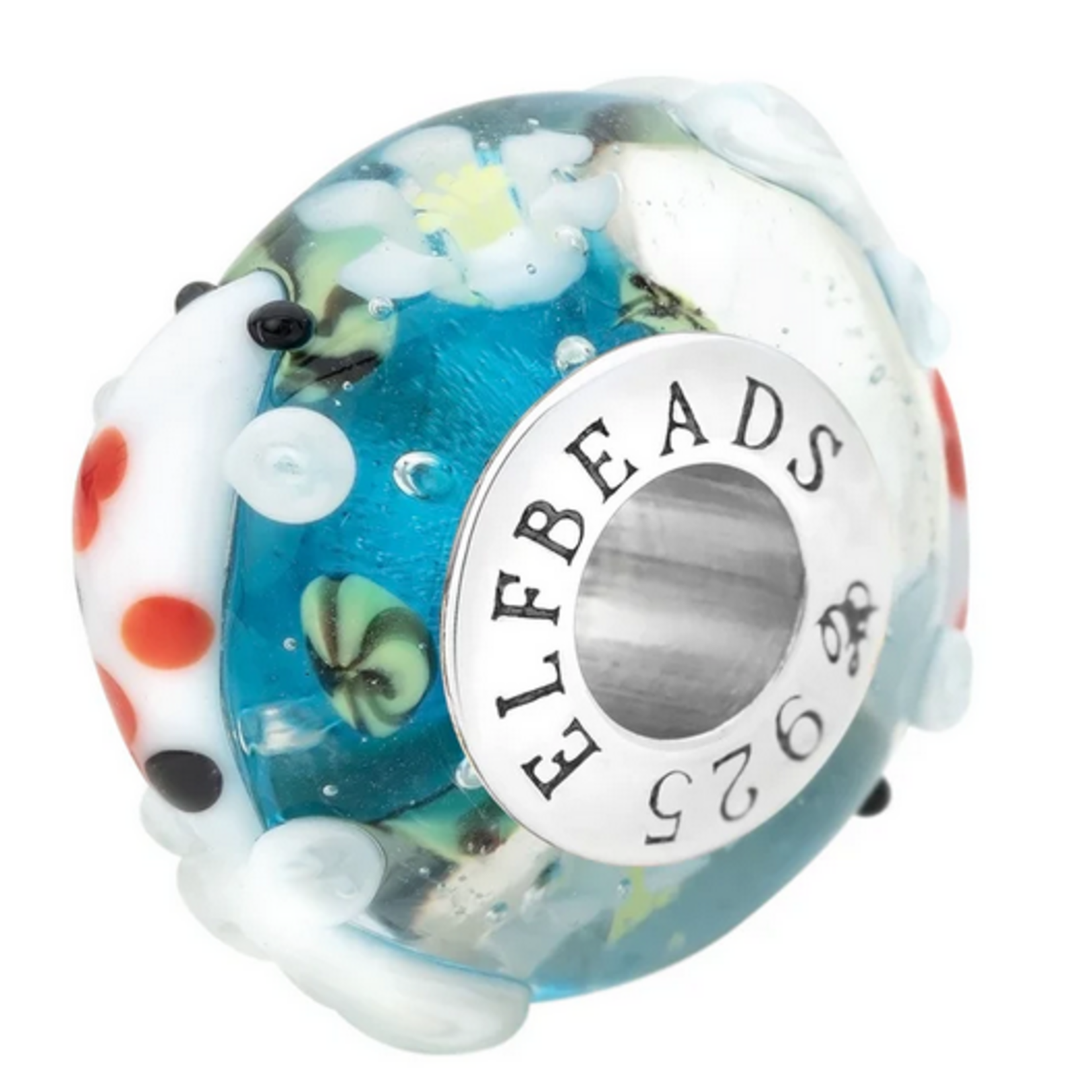 Elfbeads Koi Flowerpond-Pure Lily Blossom Charm - Artisan Glass