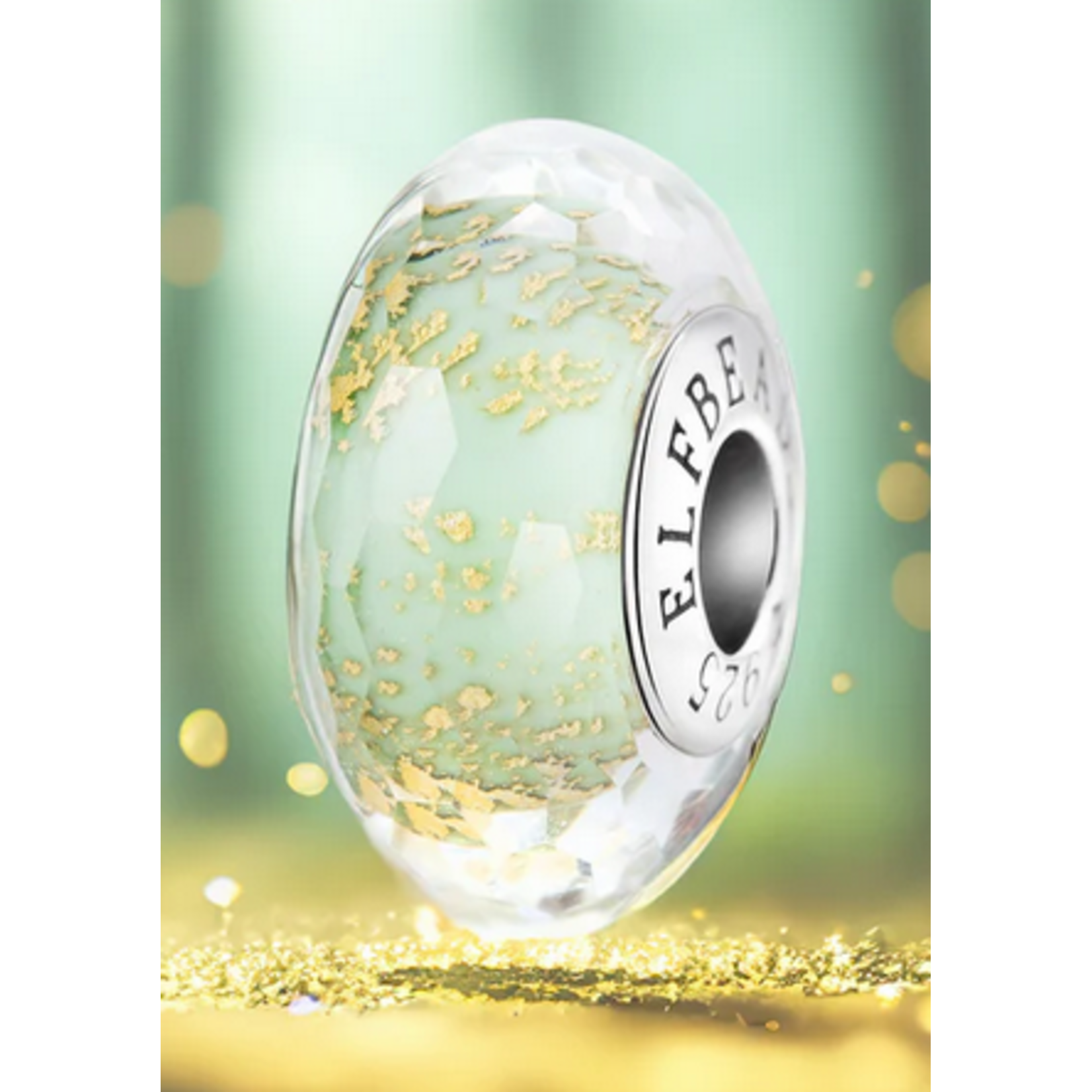 Elfbeads Mint Sorbet Spark Fractal Charm - Artisan Glass