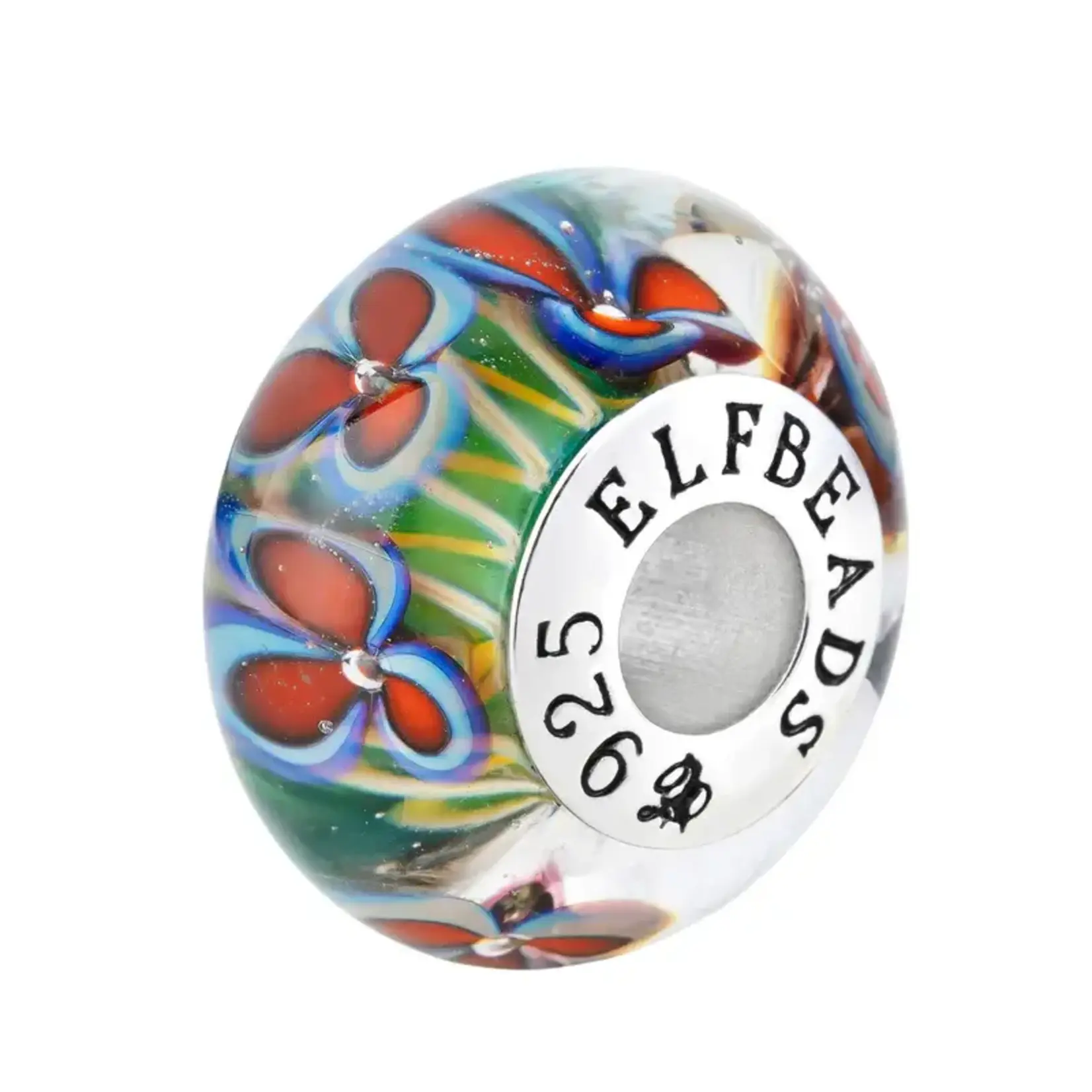 Elfbeads Cerulean Sunset Bloom Charm - Artisan Glass