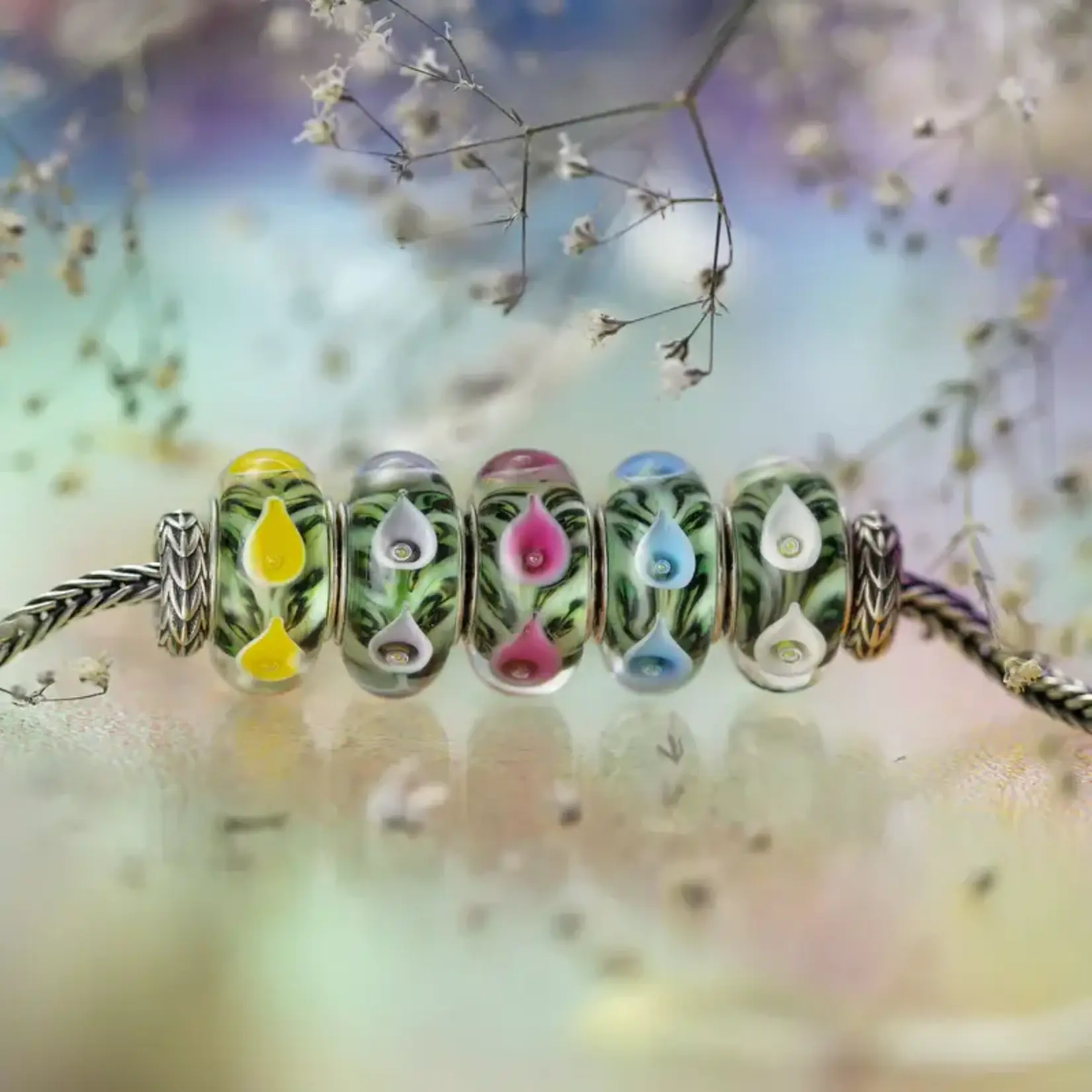 Elfbeads Forever Lilies-Harmony Charm - Artisan Glass