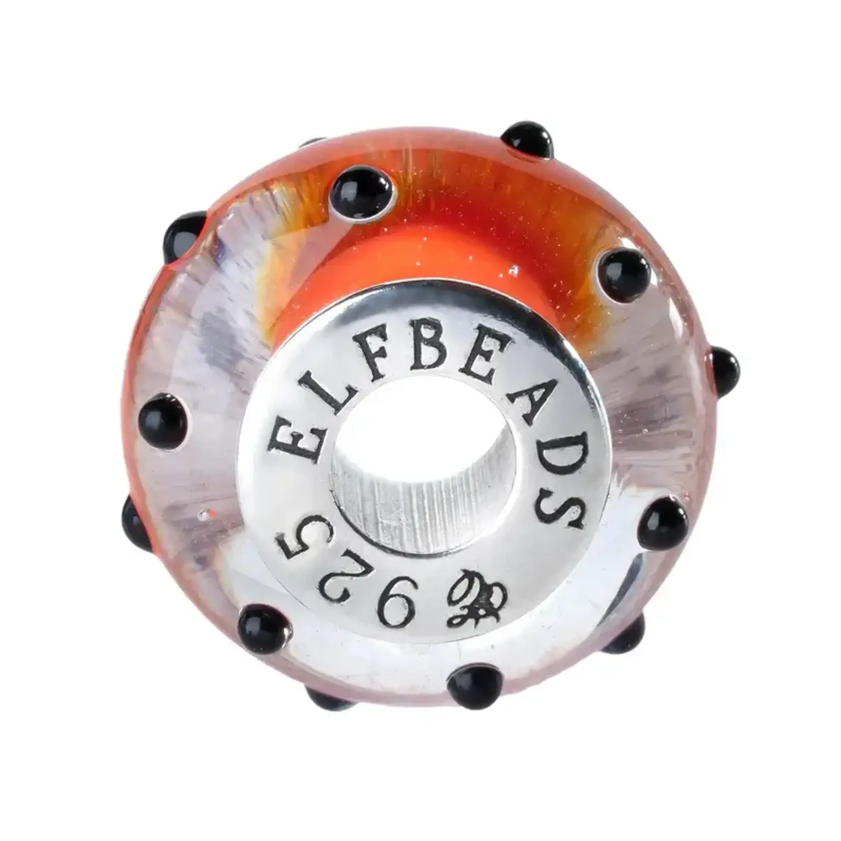 Elfbeads Midnight Polka Dot Charm - Artisan Glass