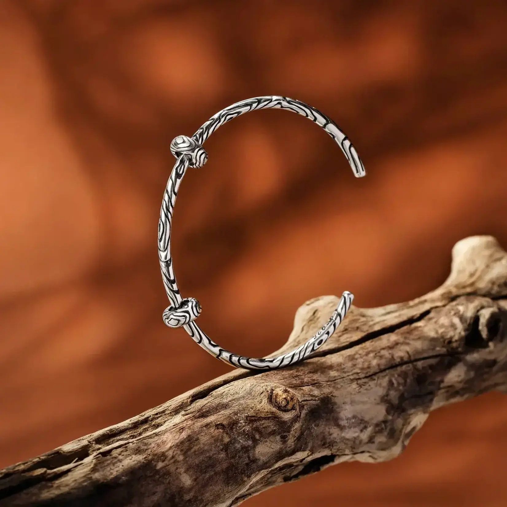 Elfbeads Wood Bangle - Sterling Silver