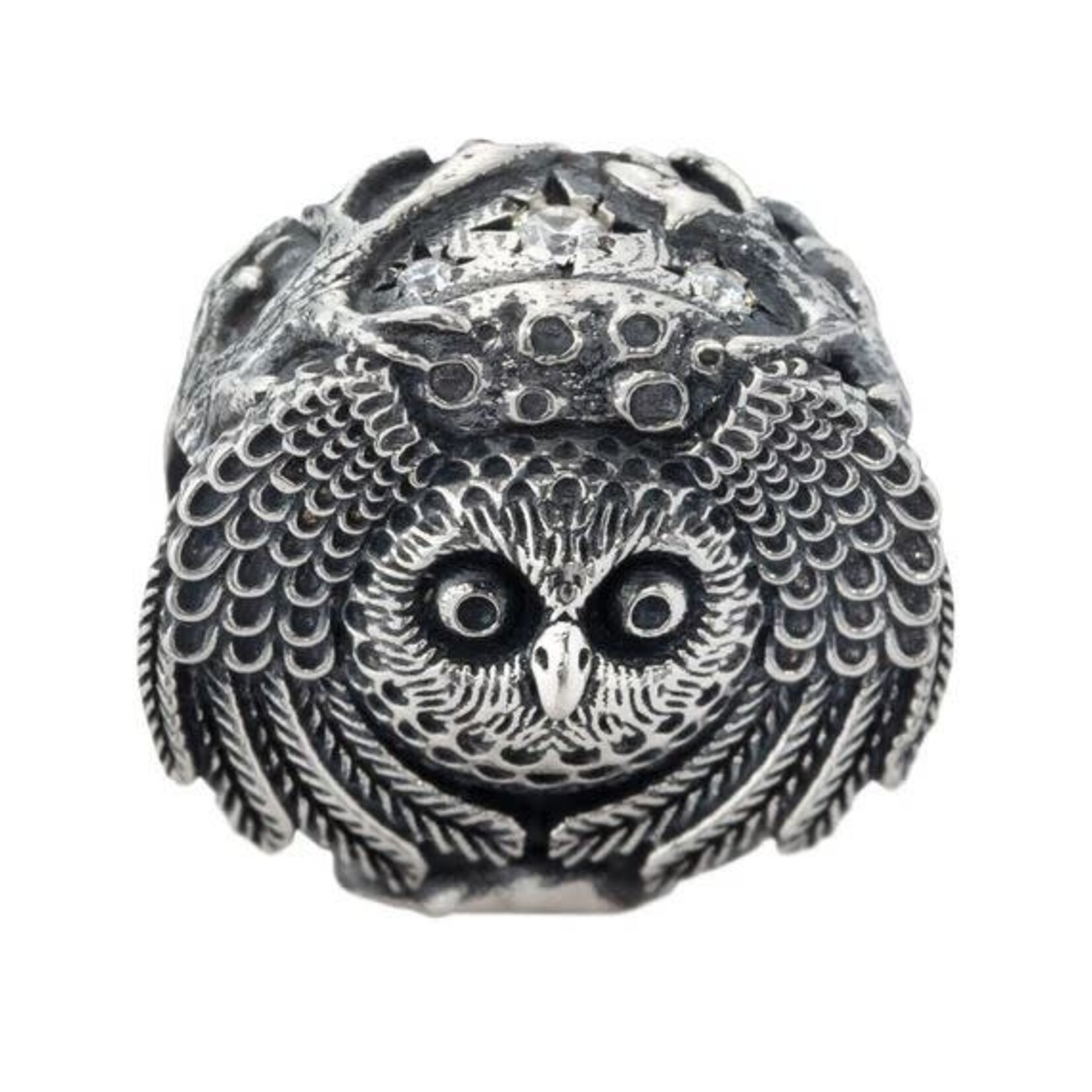 Elfbeads Moon Owl Charm - Sterling Silver