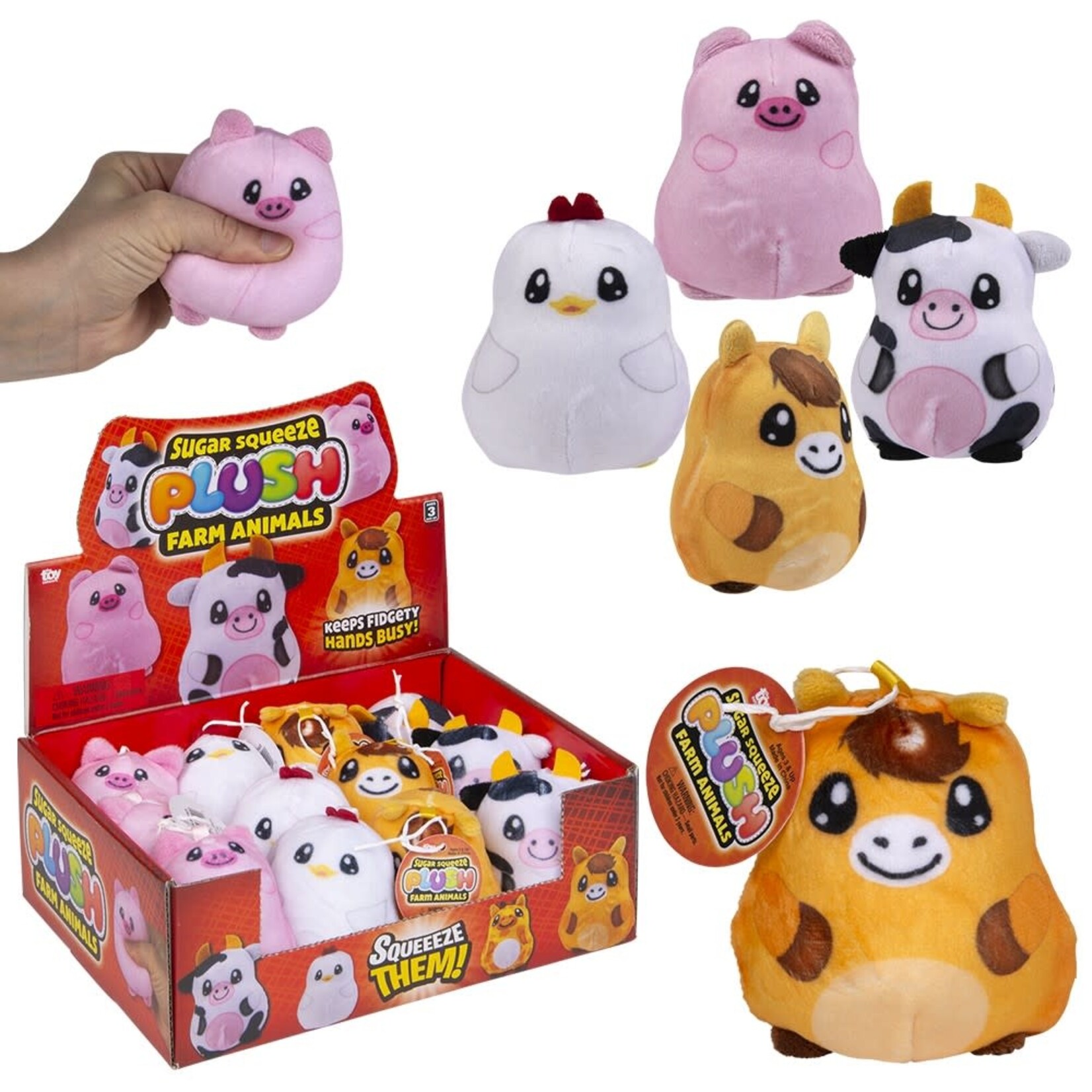 The Toy Network Squeezy Sugar Plush Farm Animal 2.75"