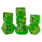 7-Set Lit Leprechaun (Glow in the Dark!) Polyhedral Dice Set with symbols