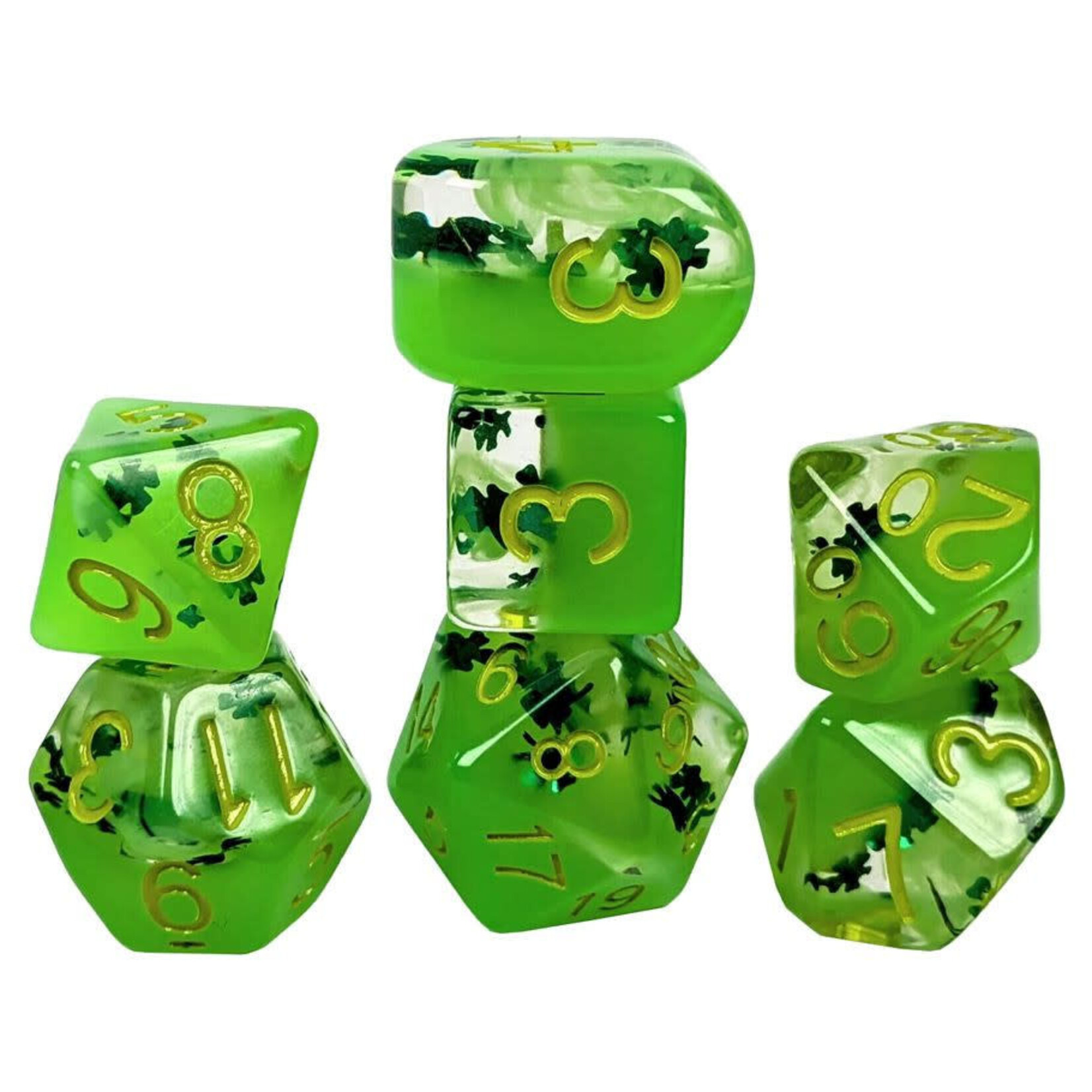 7-Set Lit Leprechaun (Glow in the Dark!) Polyhedral Dice Set