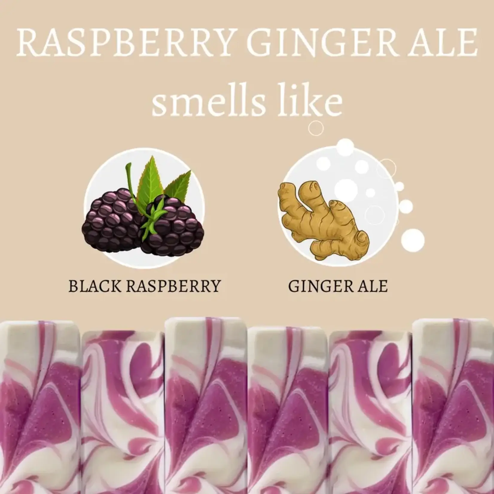 Center Street Soap Co Soap - Raspberry Ginger Ale Vegan Handmade Bar Soap - 4oz