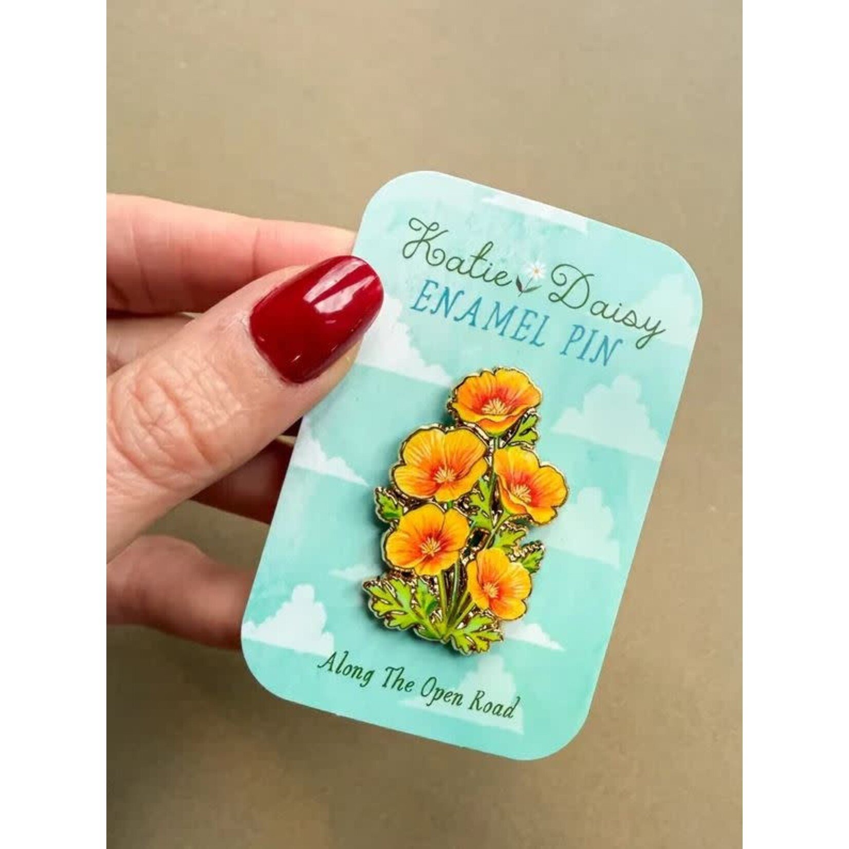 Katie Daisy Enamel Pin - California Poppies - Along The Open Road