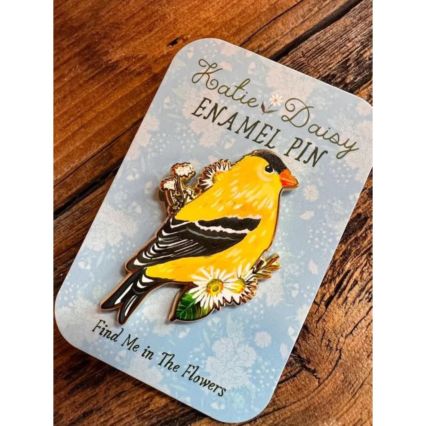 Katie Daisy Enamel Pin - Goldfinch - Find Me in The Flowers
