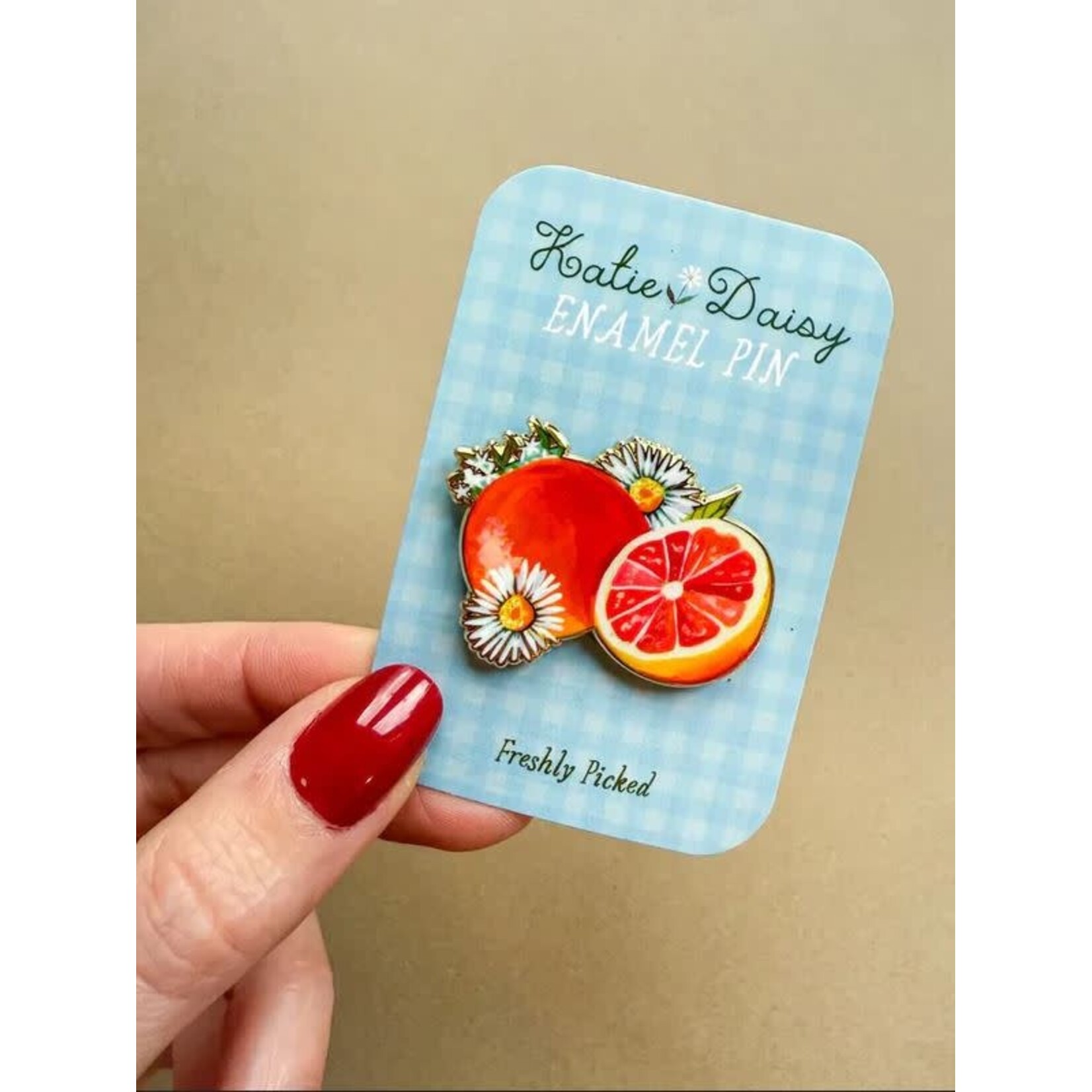 Katie Daisy Enamel Pin - Oranges - Freshly Picked