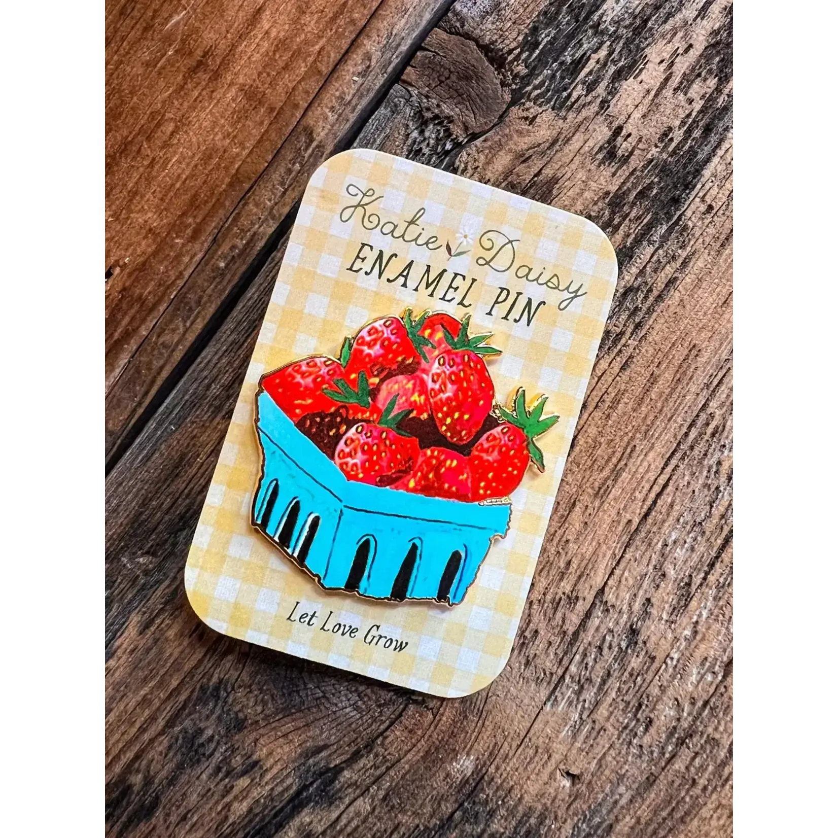 Katie Daisy Enamel Pin- Strawberries- Let Love Grow
